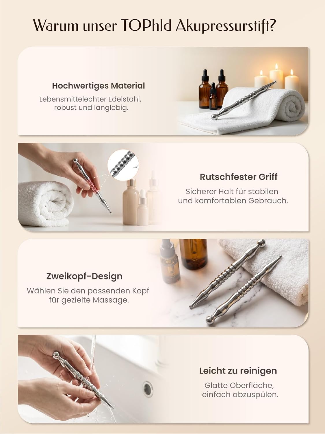 Akupunkturstift, Premium-Akupressurstift aus Edelstahl zur Schmerzlinderung bei Muskelverspannungen, Triggerpunkt-Massagestift, manuelles Reflexzonenmassagegerät – Bild 3