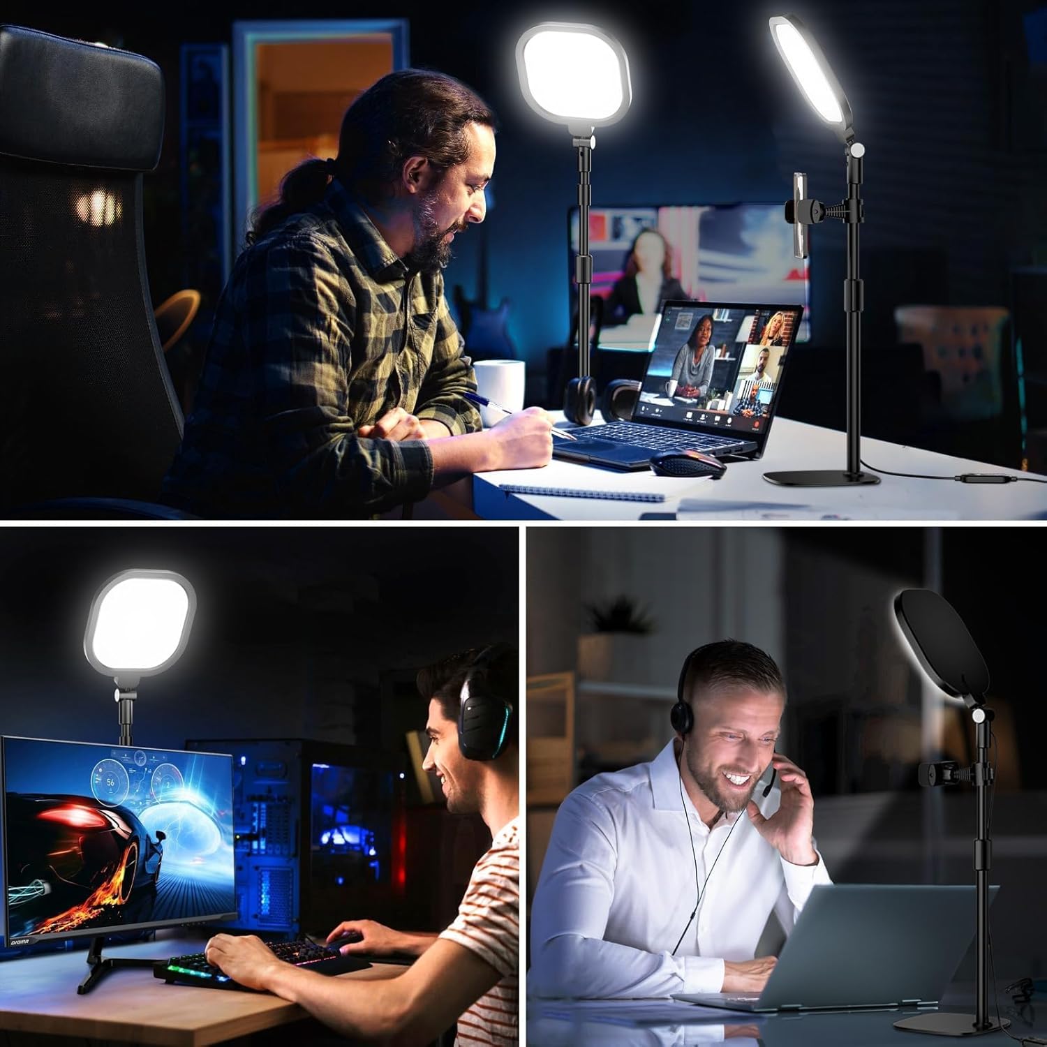LitONES Schreibtischlampe LED für Videokonferenz, dimmbare Tischringleuchte mit Stativ-Handy – 3 Lichtfarben + 10 Helligkeiten, CRI 97,8 Augenschutz Bürolampe für Home Office (Energieklasse A) – Bild 8