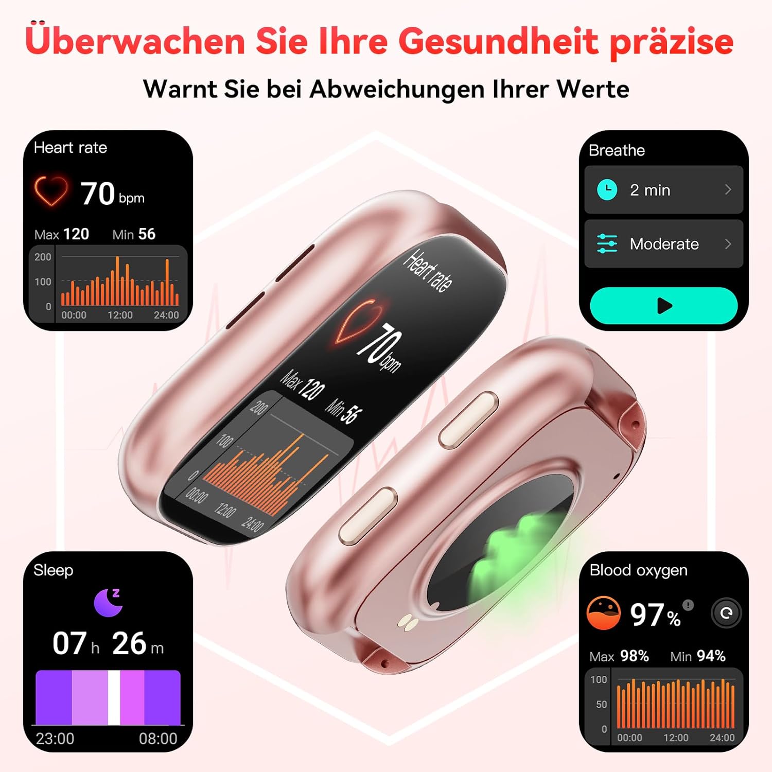Smartwatch für Damen und Herren, 1,83 Zoll HD-Fitnessuhr mit Telefonfunktion, Fitness-Tracker mit SpO2-Herzfrequenzmesser, Schlafmonitor, Schrittzähler, 110+ Sportmodi, Sportuhr, IP68 wasserdicht – Bild 6