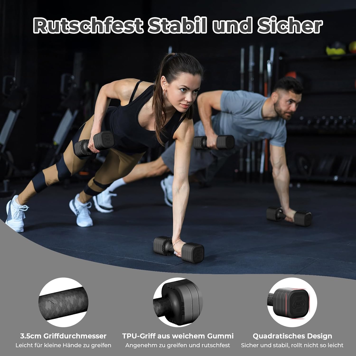 Dripex Kurzhantel-Set, verstellbare Kurzhanteln, 1 Paar 2,5 kg x 2 oder 5 kg x 2 oder 7,5 x 2, 6 Hantelscheiben mit einem Gewicht von 0,25 kg oder 0,5 kg oder 0,75 kg – Bild 4