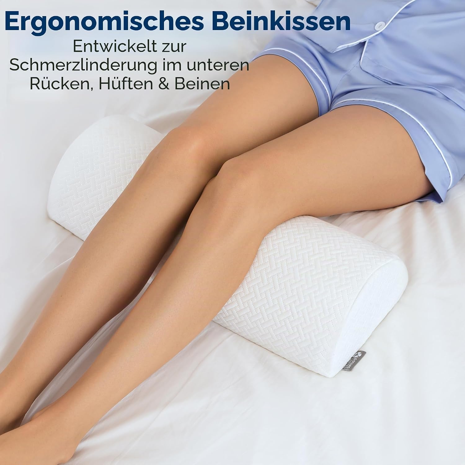 5 Star United Half Moon Pillow Premium Memory Foam Bein- und Kniestütze, ergonomisch erhöht für Seitenschläfer, atmungsaktiver Bezug, 52 cm x 20 cm x 11 cm – Bild 3