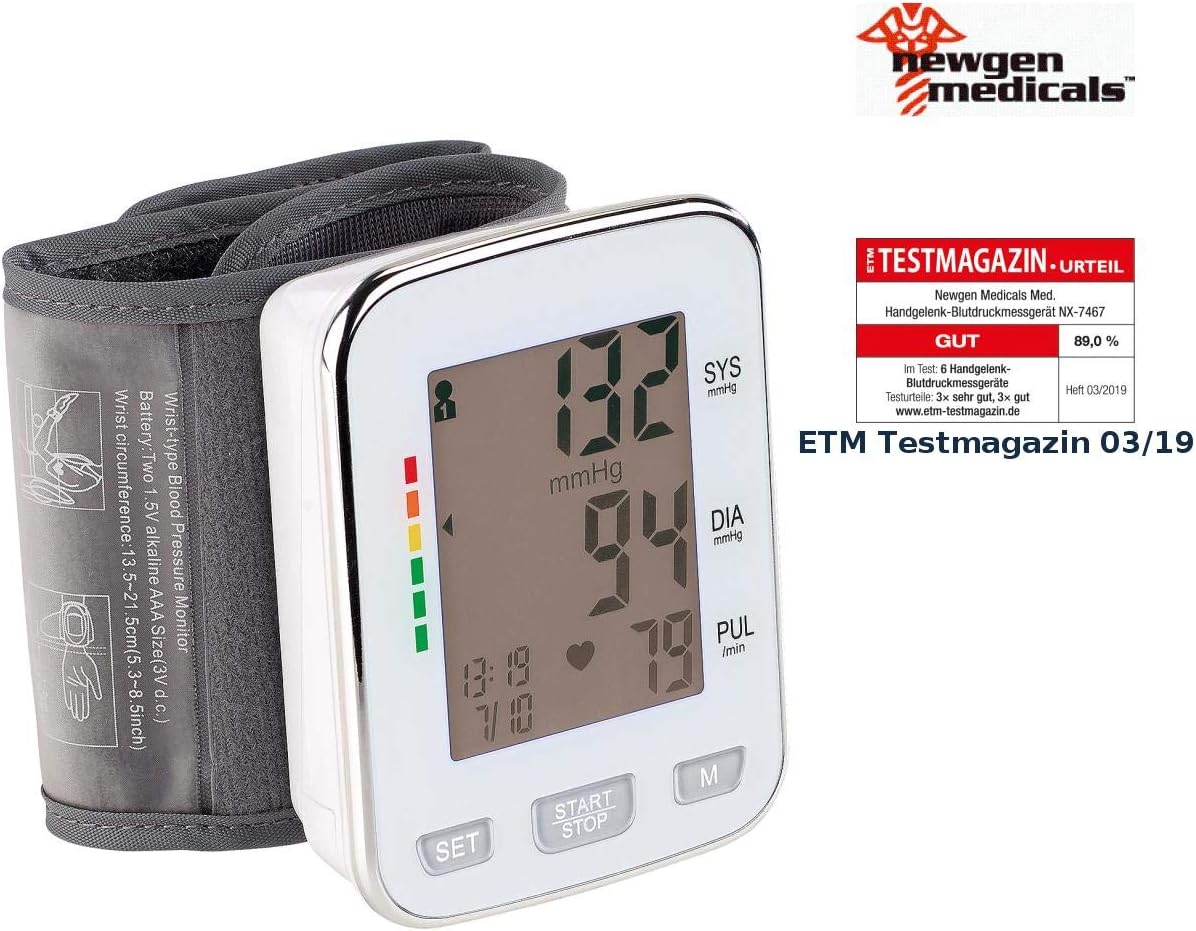 Newgen Medicals Blutdruckmessgerät: Med. Handgelenk-Blutdruckmessgerät, XL-Display, 2x 60 Speicherplätze (Blutdruckmessgerät, Blutdruckmessgerät, Messung) – Bild 2