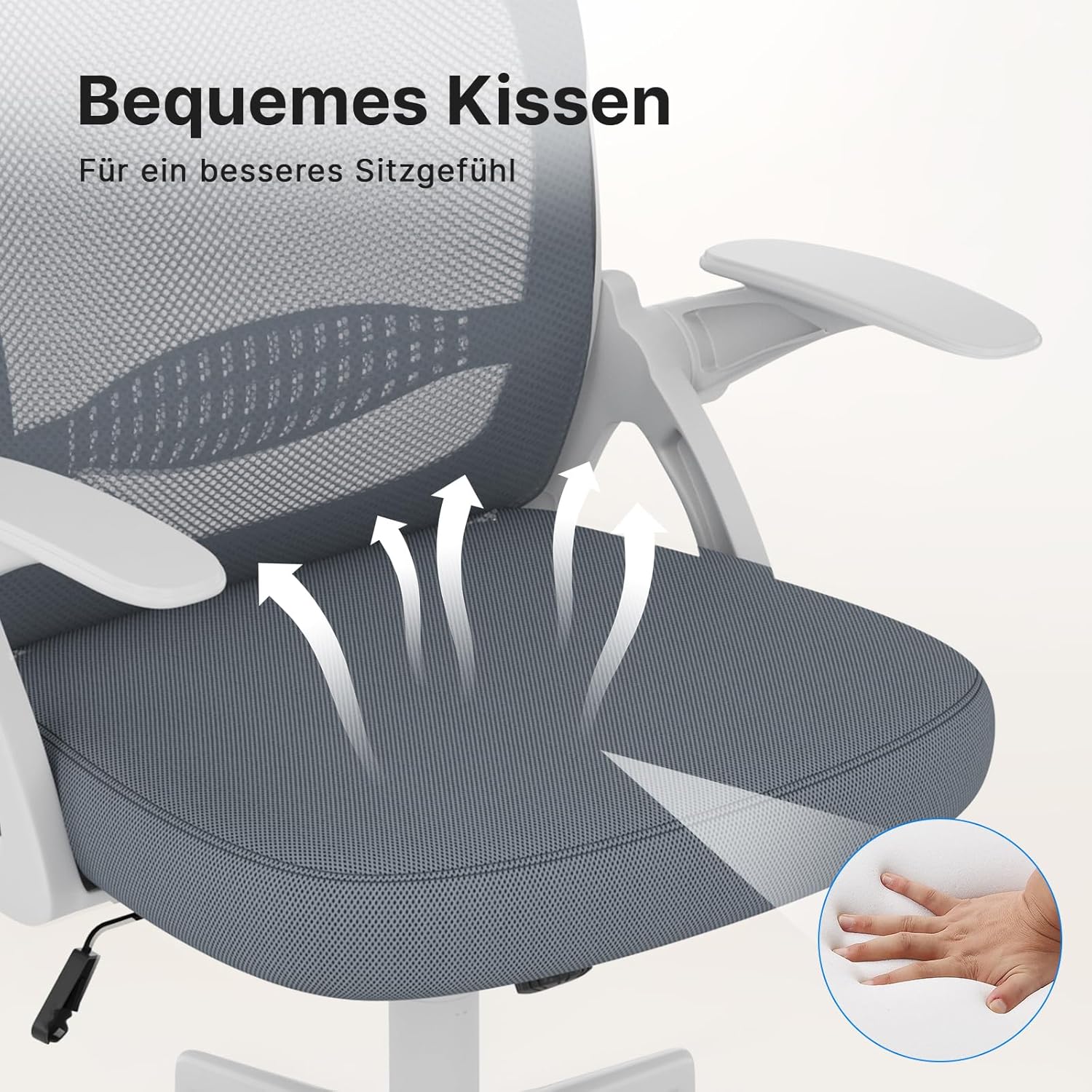 naspaluro Bürostuhl, ergonomischer Schreibtischstuhl mit atmungsaktiver Netzpolsterung, klappbare Armlehnen, höhenverstellbarer Computerstuhl, leichter Stuhl, 360°-Drehstuhl, dunkelblau – Bild 6