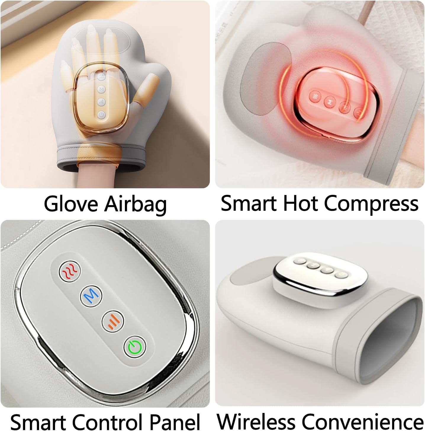 Elektrisches Handmassagegerät mit Wärme und Kompression, 3 Massagemodi, 3 Temperaturkontrolloptionen, 5 Kompressionsmodi, kabelloses tragbares Fingermassagegerät, Handmassage kann Taubenfinger lindern – Bild 4