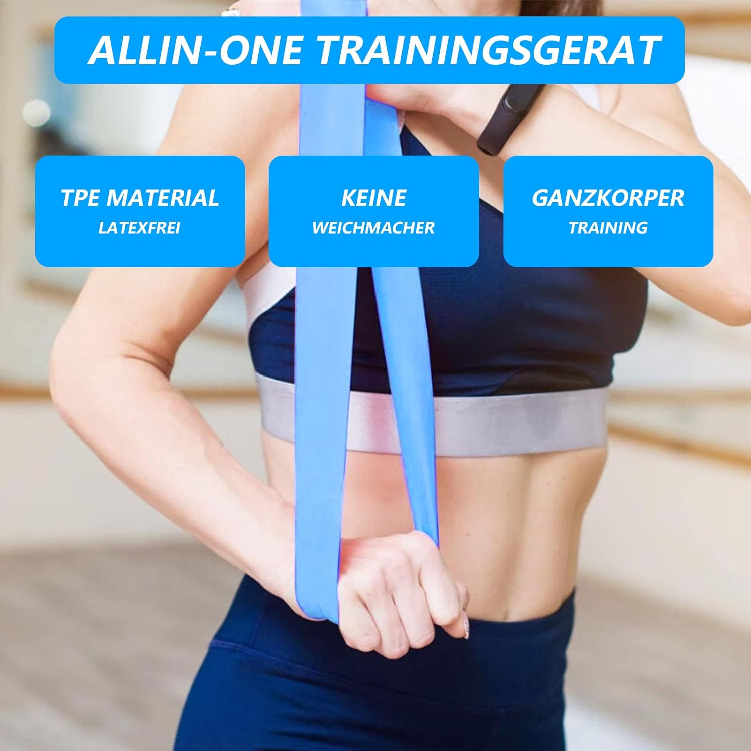 5 Stück Widerstandsbänder, Widerstandsbänder, Fitnessbänder, Widerstandsbänder mit 5 verschiedenen Widerstandsstufen, zum Dehnen von Yoga, mit Tragetasche und Anleitung (evtl. nicht in deutscher Sprache) – Bild 4