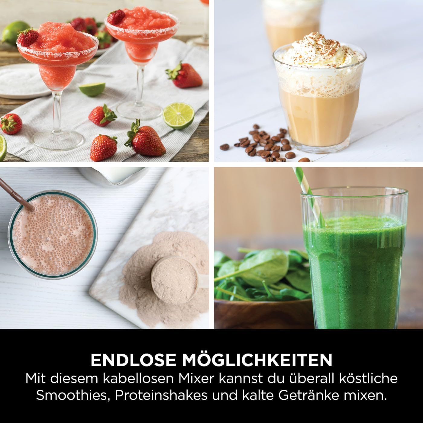 Ninja Blast BC151EUBK Tragbarer Mixer und Smoothie-Maker, 530-ml-Becher mit auslaufsicherem Deckel und Trinköffnung, leistungsstark, kabellos und wiederaufladbar, zerkleinert Eis und gefrorene Früchte, schwarz – Bild 4