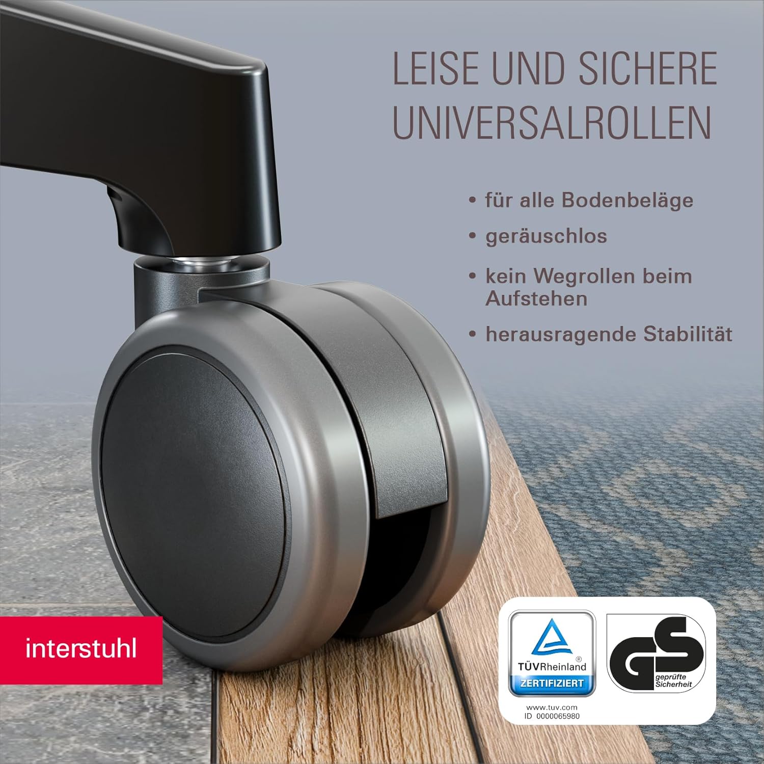 Interstuhl Edge Soft ergonomischer Bürostuhl, Schreibtischstuhl, hergestellt in Deutschland, Synchronmechanik & 4D-Armlehnen, Lordosenstütze, TÜV-geprüft, schwarz – Bild 6