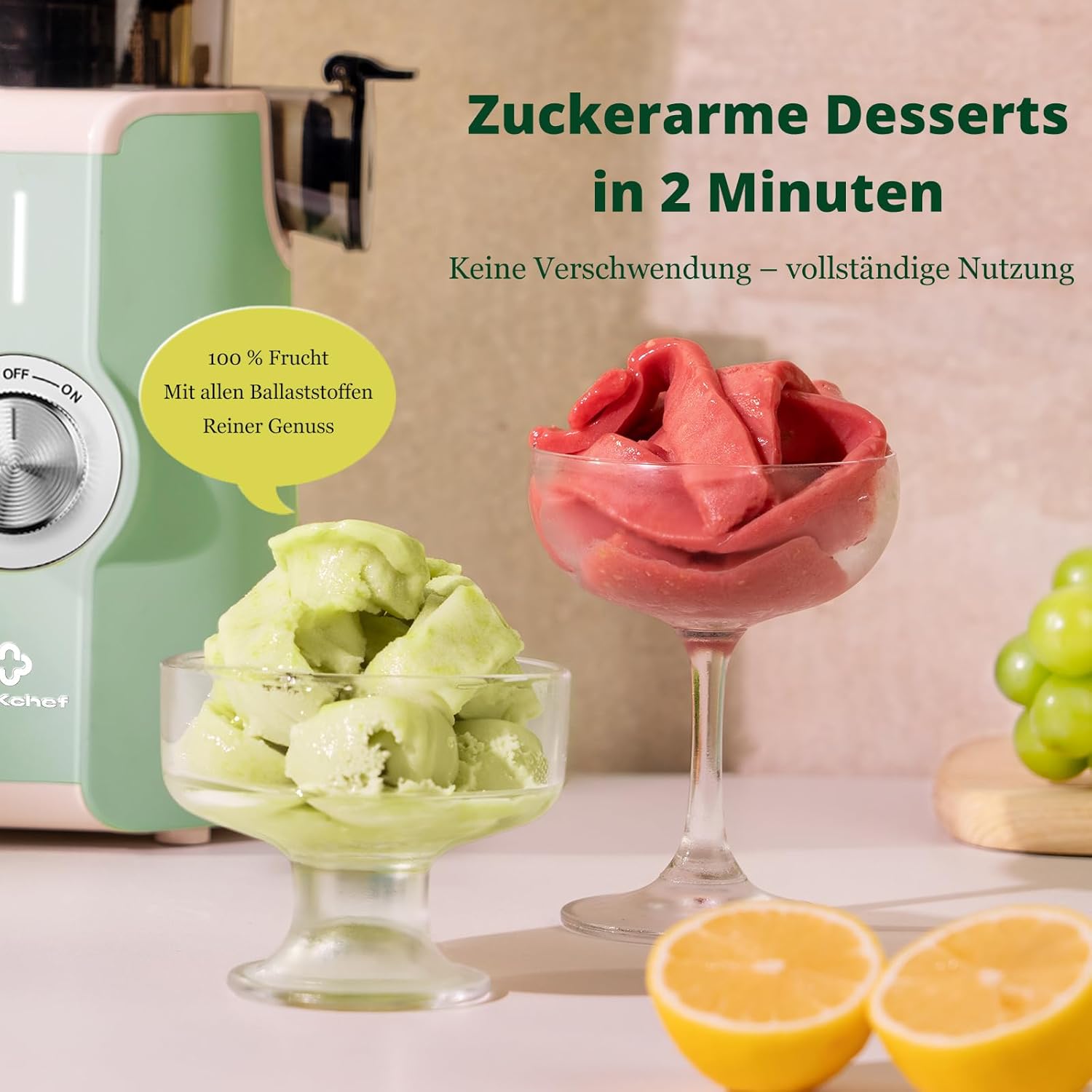 LINKChef Slow Juicer, 115 mm große Einfüllöffnung für Entsafter, Gemüse und Obst, Testsieger, Kaltentsafter 200 W, BPA-frei, leicht zu reinigen und zu montieren, hellgrün – Bild 5