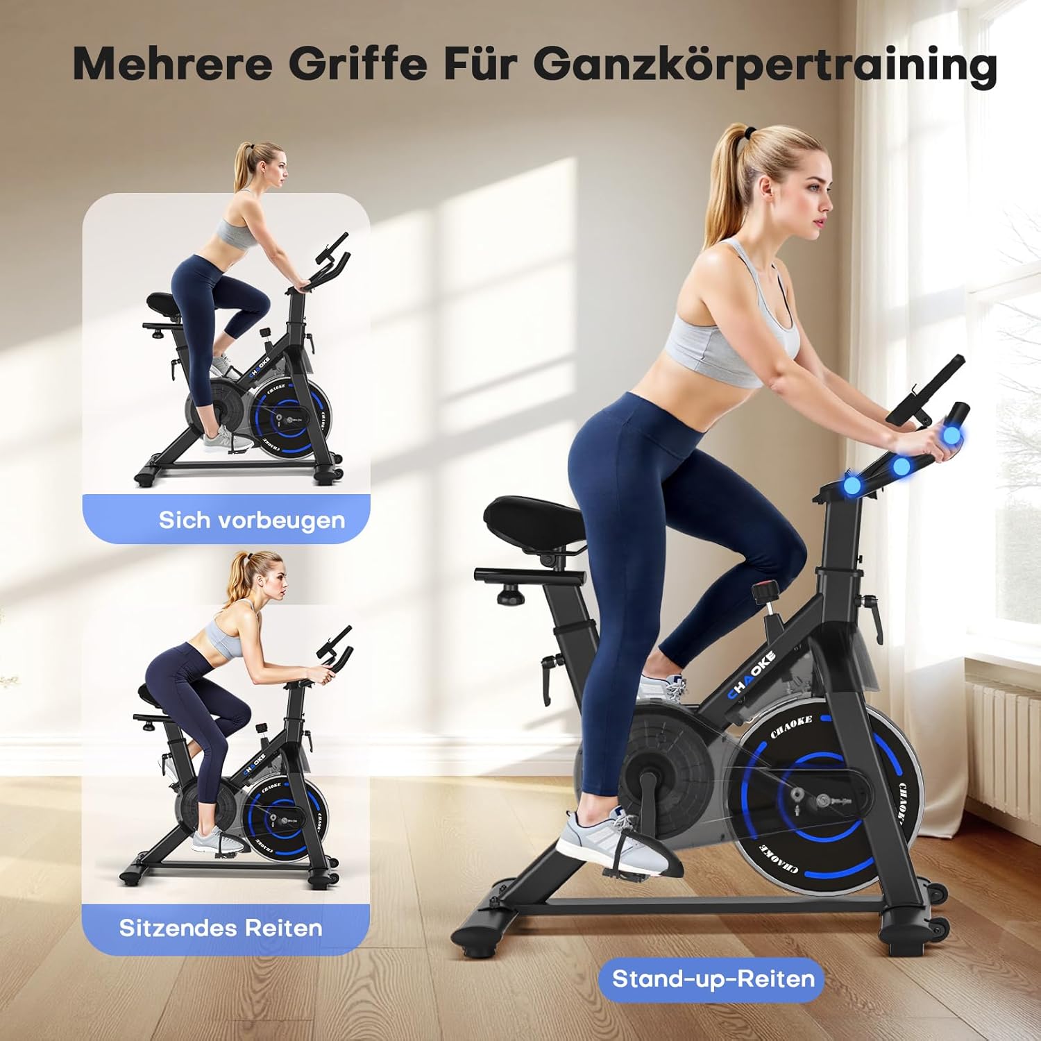 (UPGRADE) Heimtrainer Fahrrad mit APP, CHAOKE Hometrainer Fahrrad, Leises, Stufenlos einstellbares Magnetsystem, Ergometer Heimtrainer mit LCD-Display, Indoor Fitnessbike für Zuhause, Bis 150KG – Bild 7