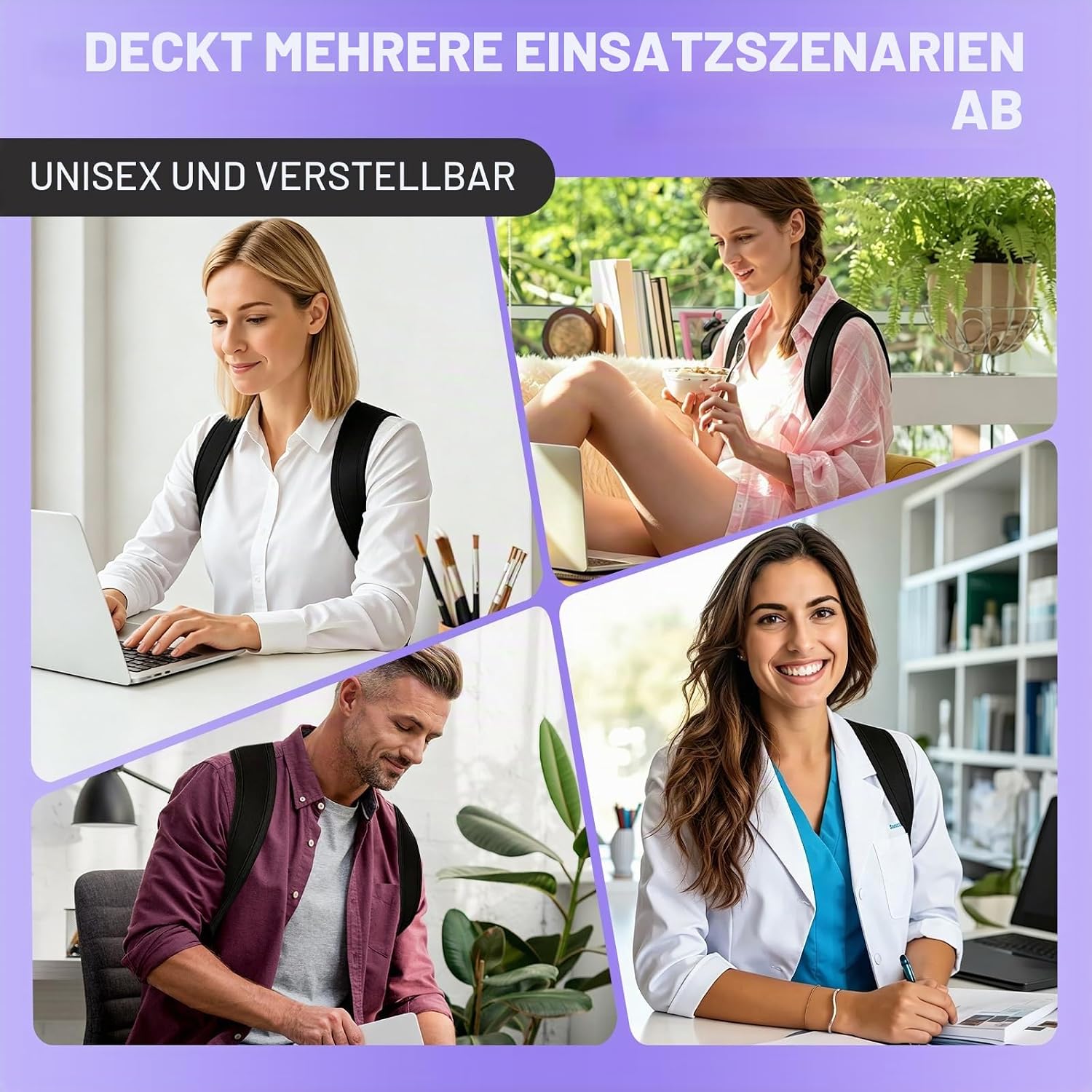Rückenstützgürtel zur Haltungskorrektur mit Fitnessbändern, verstellbarer Rückenglätter und Schultergurt, Rückenstütz-Haltungstrainer für Damen und Herren, für Büro, Sport und Alltag | Verstellbarer Rücken Geradehalter und Schultergurt, Rückenstütze Haltungstrainer für Damen und Herren, für Büro, Sport und Allt – Bild 7