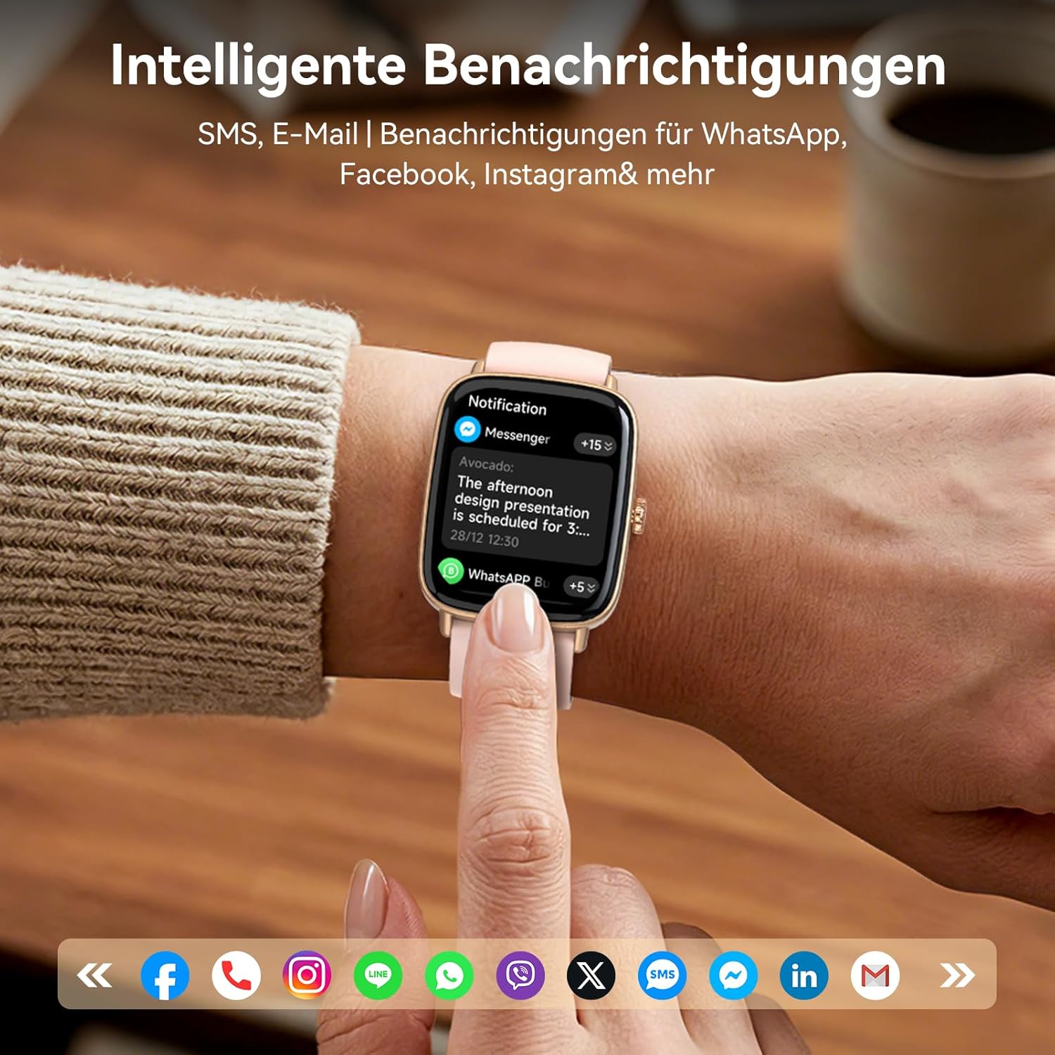 Damen Smartwatch, 1,85 Zoll Smartwatch mit Telefonfunktion, Fitnessuhr mit Herzfrequenzmesser, Schlafmonitor, SpO2, 110 Sportmodi, Fitness-Tracker, IP68 wasserdichter Schrittzähler, Sportuhr für Samsung/iOS/Android – Bild 4