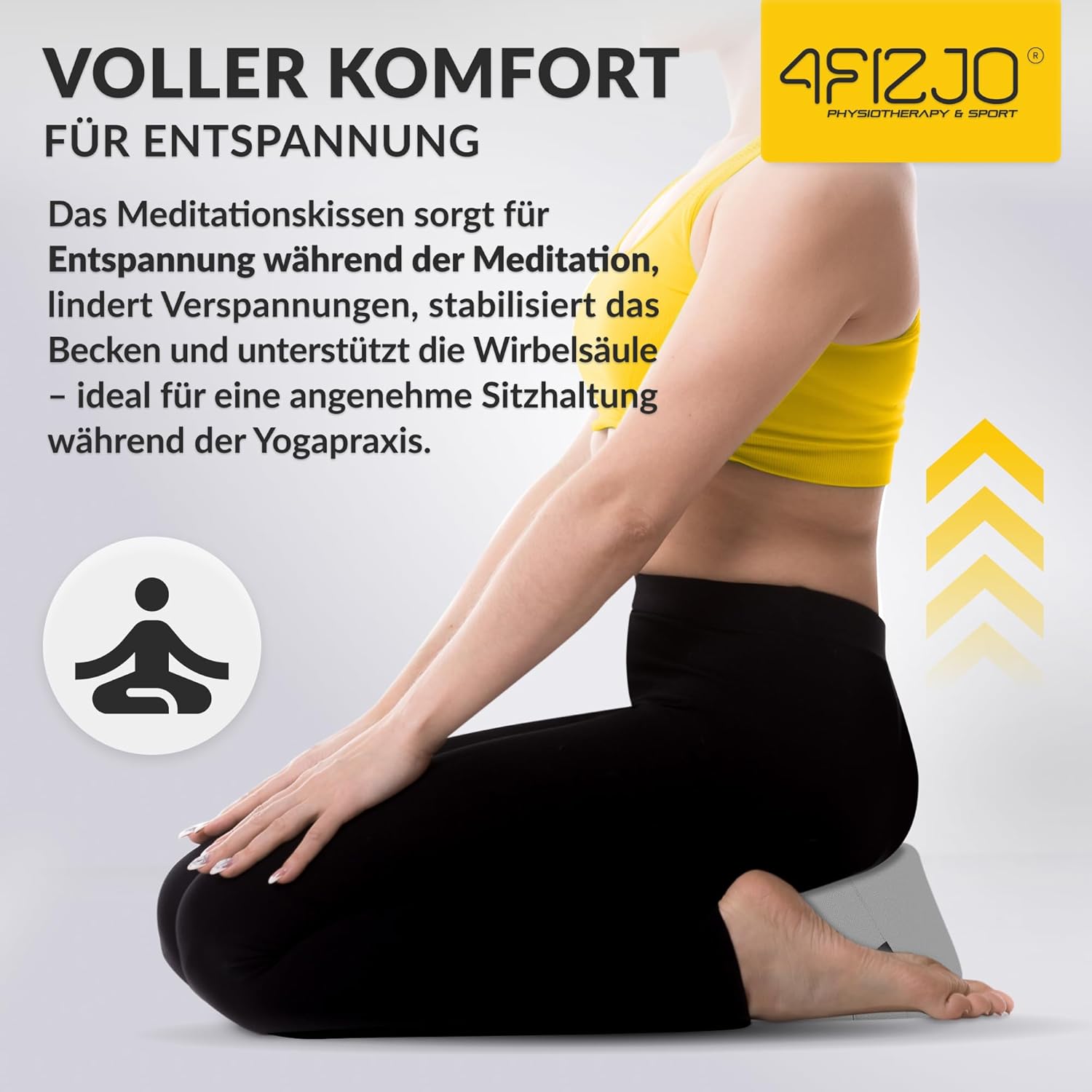 4FIZJO Yogakissen mit Buchweizenschalen, Meditationskissen, natürliche Füllung, Sitzkissen, perfekt für bequemes Yoga, Meditation, Achtsamkeit, 32 x 20 cm, grau – Bild 7