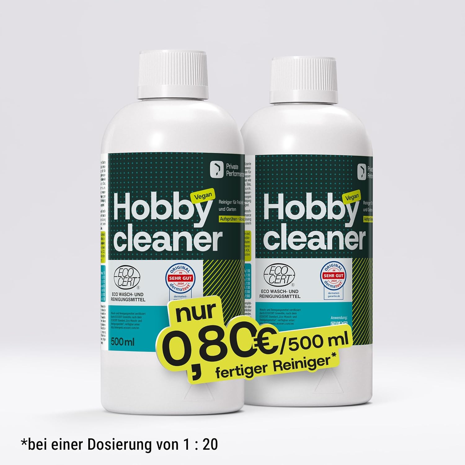 Hobby Cleaner, nachhaltiger Allzweckreiniger für Freizeit, Haus und Garten, 2 x 500 ml Konzentrat, hochwirksamer, professioneller Reiniger für Autos, Wohnwagen, Kunststoffelemente, Polster, Gartenmöbel – Bild 2