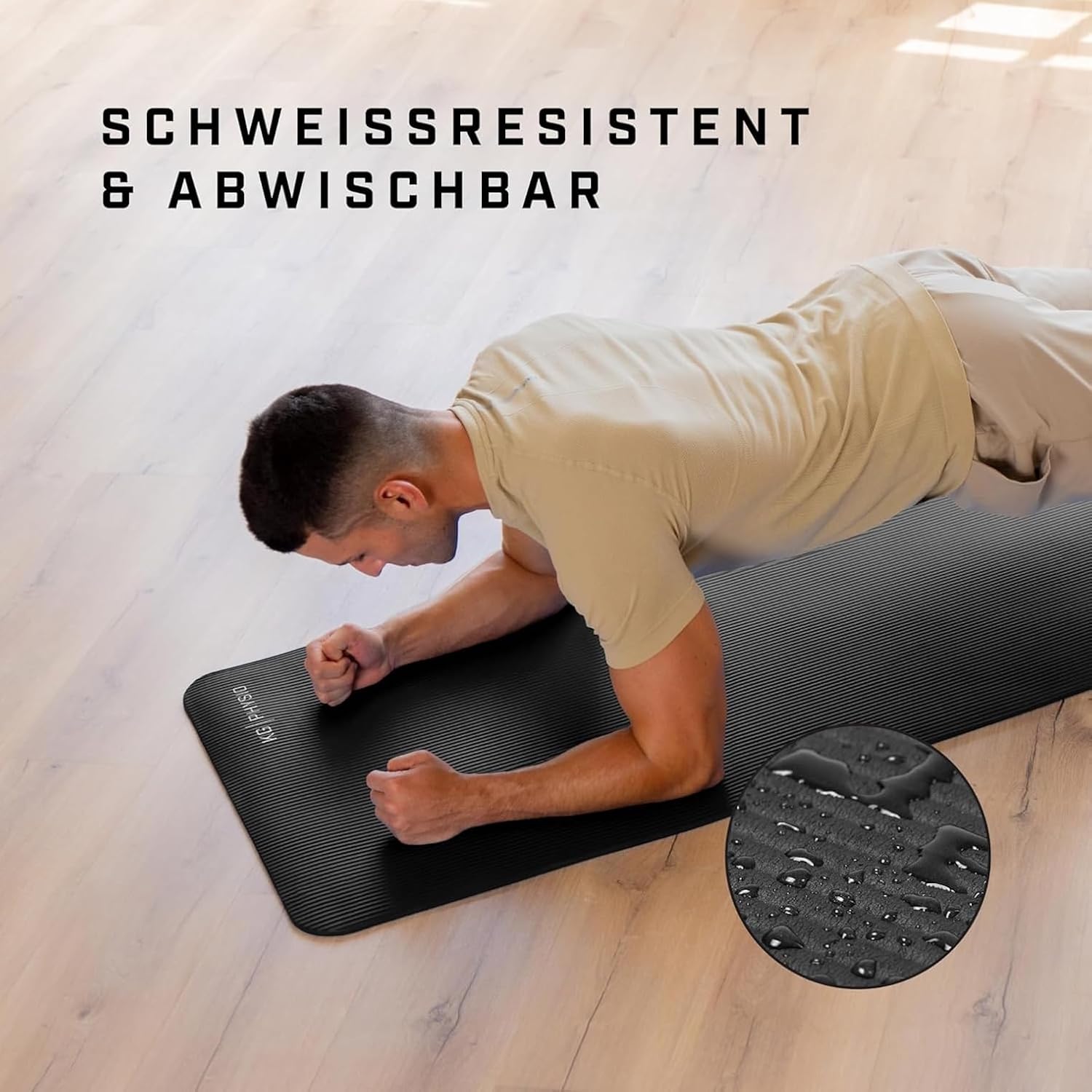 KG Physio rutschfeste Yogamatte mit Schultergurt – Gymnastikmatte für Yoga, Heimtraining, HiiT und Pilates – Fitnessmatte, Sportmatte, Yogamatte rutschfest, 183 cm x 60 cm x 8 mm – Bild 3