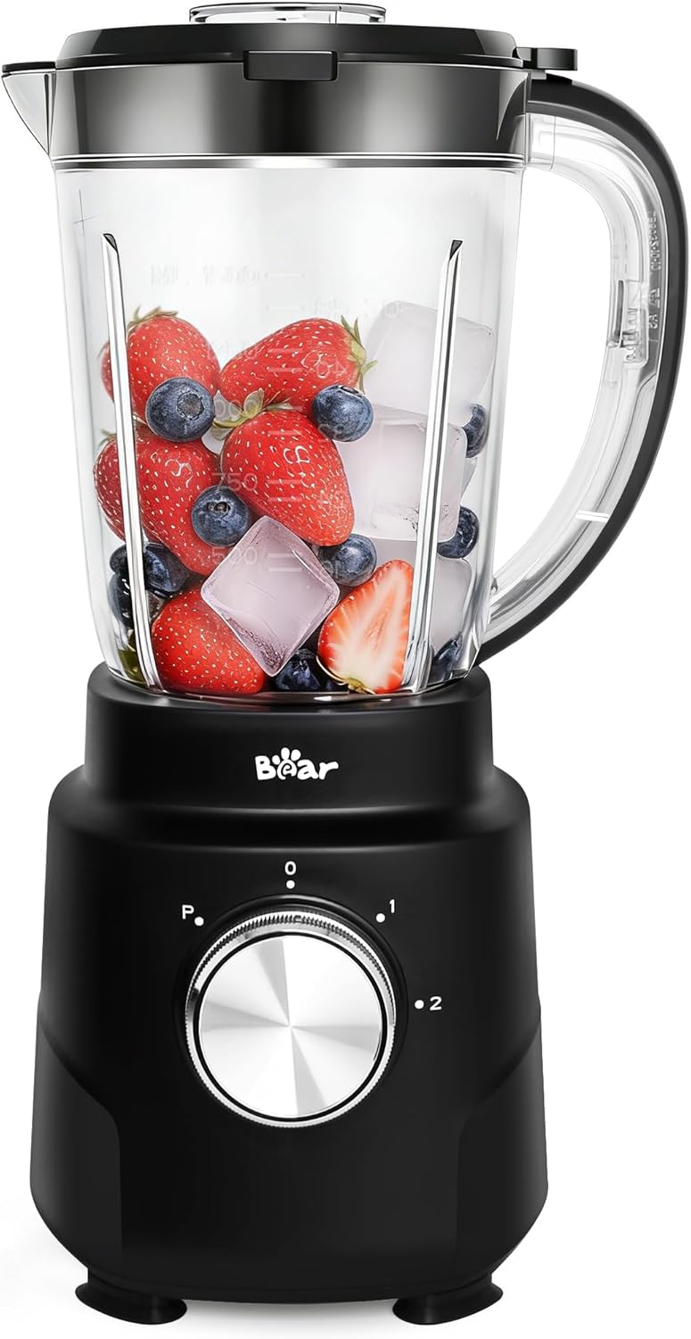 Bear Mixer Smoothie Maker 700 W, Hochleistungsmixer mit 1500 ml Mixbecher, 2 Geschwindigkeiten & Pulse-Funktion für Shakes, Smoothies, gefrorene Früchte & Ice Crush, ideal für die Küche