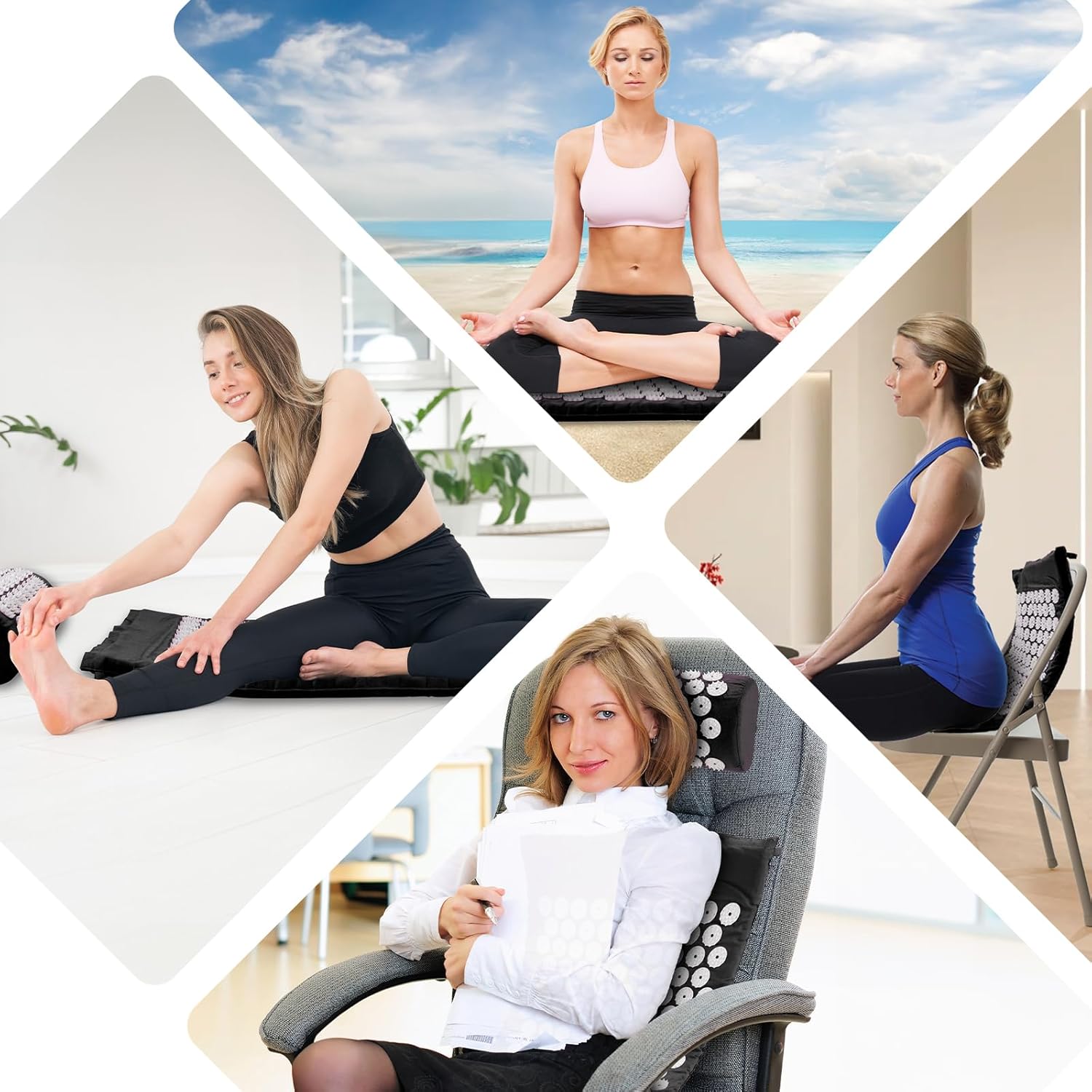 Akupressurmatte, Akupunkturmatte, Akupressurmatte zur Linderung von Nacken- und Rückenschmerzen, Akupressurmatten-Set, Muskelentspannung und Stressabbau, Shiatsu-Matte zur Ischiaslinderung, Schwarz/Weiß – Bild 6