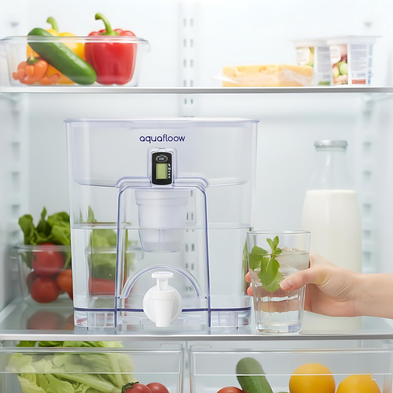 Aquafloow XXL 9,5 l Wasserfilter, All-in-1-Filter-Wasserspender für Kran und Filterspender für Wasserfilter – reduziert Wasser, Chlor, Wasser und Flüssigkeiten in der Wassergrube – Bild 3