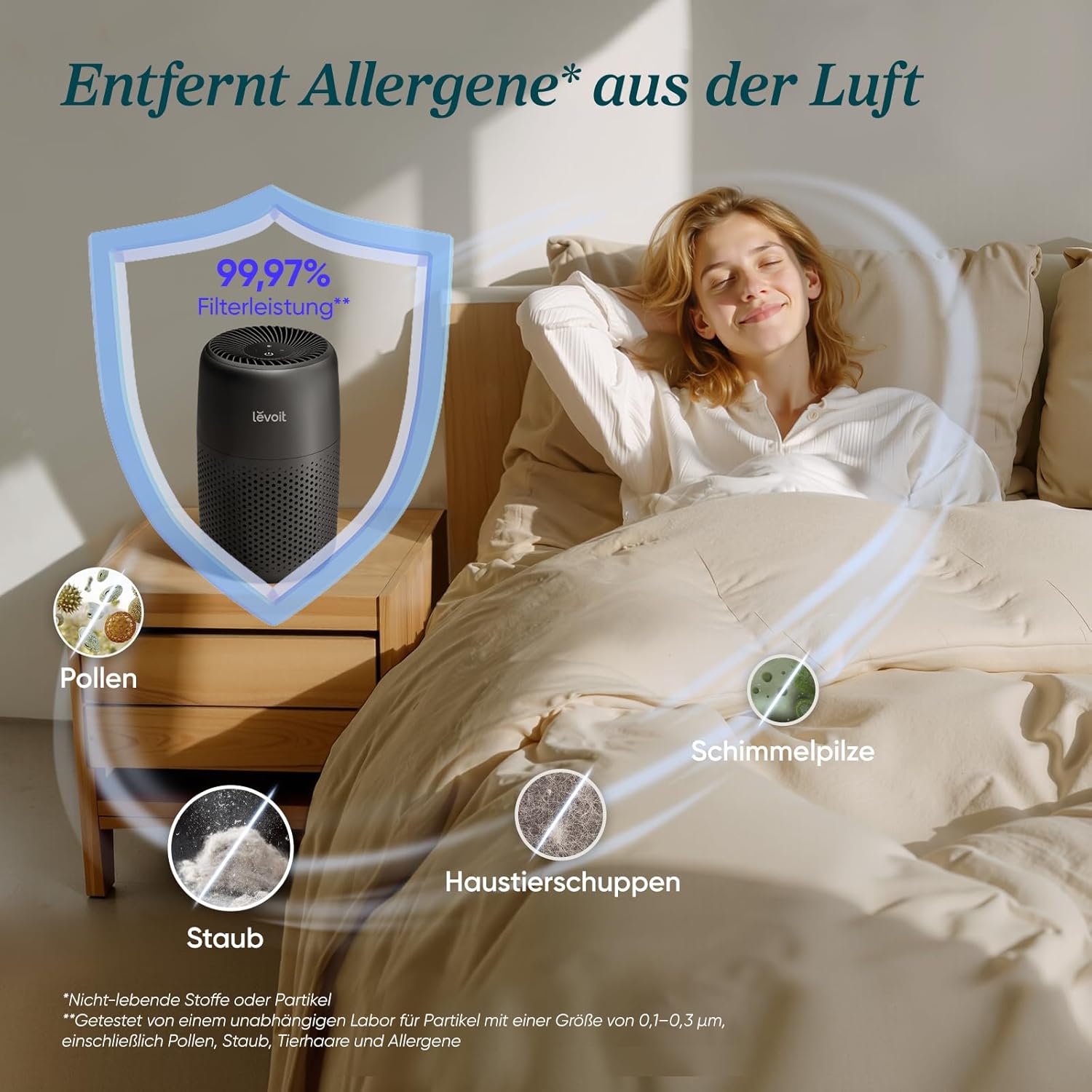 LEVOIT Luftreiniger mit Aromatherapie, Luftreiniger für Schlafzimmer, 3-in-1 HEPA-Aktivkohlefilter gegen Schimmel und Staub, Energieverbrauch 7 W, leiser Betrieb, 3 Geschwindigkeiten, Core Mini Black – Bild 3