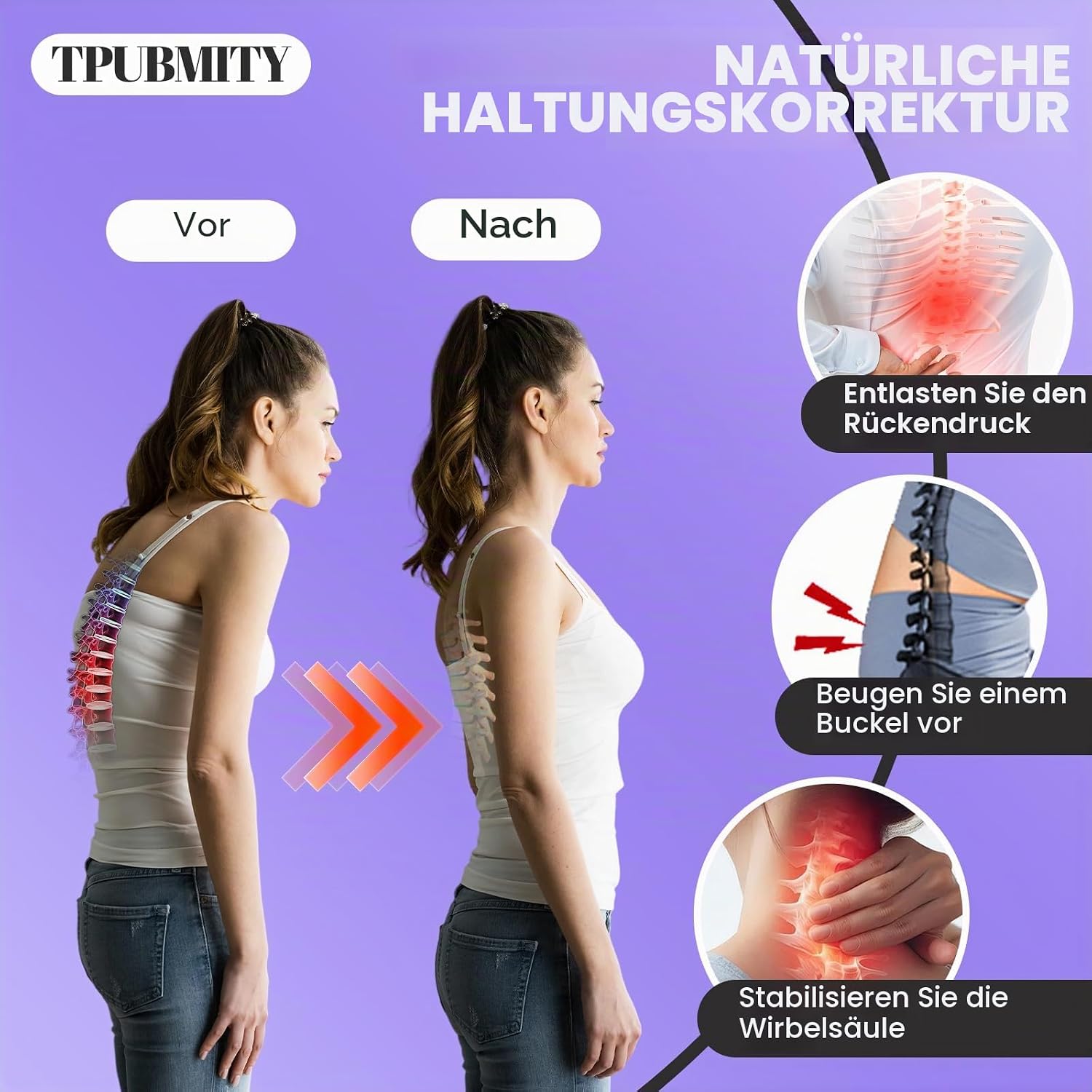 Rückenstützgürtel zur Haltungskorrektur mit Fitnessbändern, verstellbarer Rückenglätter und Schultergurt, Rückenstütz-Haltungstrainer für Damen und Herren, für Büro, Sport und Alltag | Verstellbarer Rücken Geradehalter und Schultergurt, Rückenstütze Haltungstrainer für Damen und Herren, für Büro, Sport und Allt – Bild 3