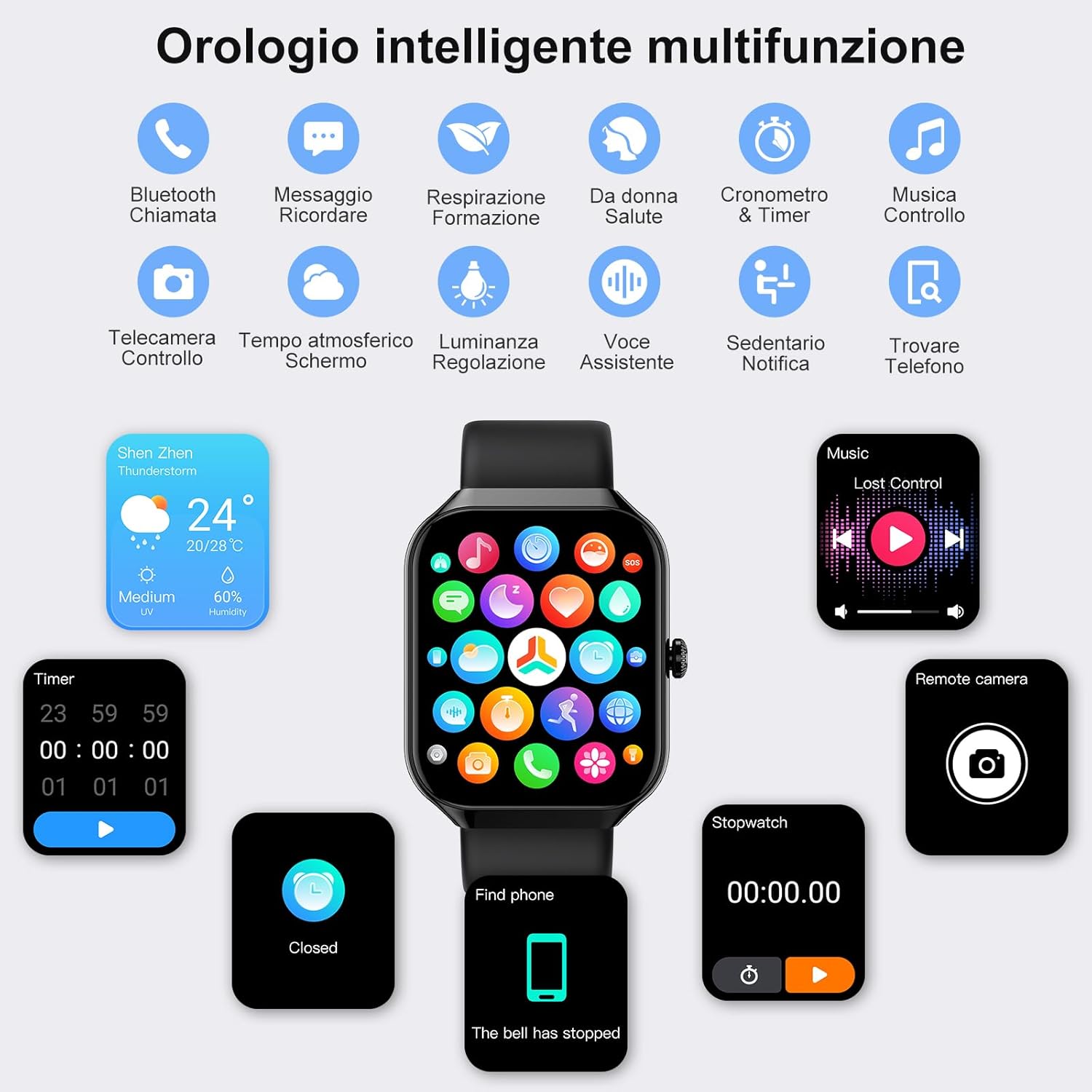 Smartwatch Herren Damen 1,96 Zoll Fitnessuhr Herzfrequenz Schlafmonitor Schrittzähleruhr Smart Watch Bluetooth Anrufe 113+ Sportmodi Sportuhr IP68 Wasserdicht Fitness Tracker für iOS Android Schwarz – Bild 3