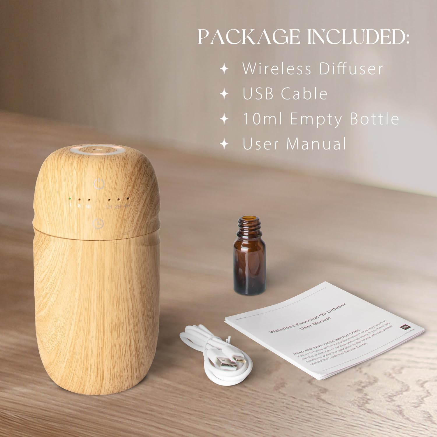 SALUBRITO Aroma-Diffusor kabellos, wiederaufladbarer wasserloser Diffusor für ätherische Öle, Duftöl-Diffusor, batteriebetrieben für Auto, Büro, Zuhause – Bild 7