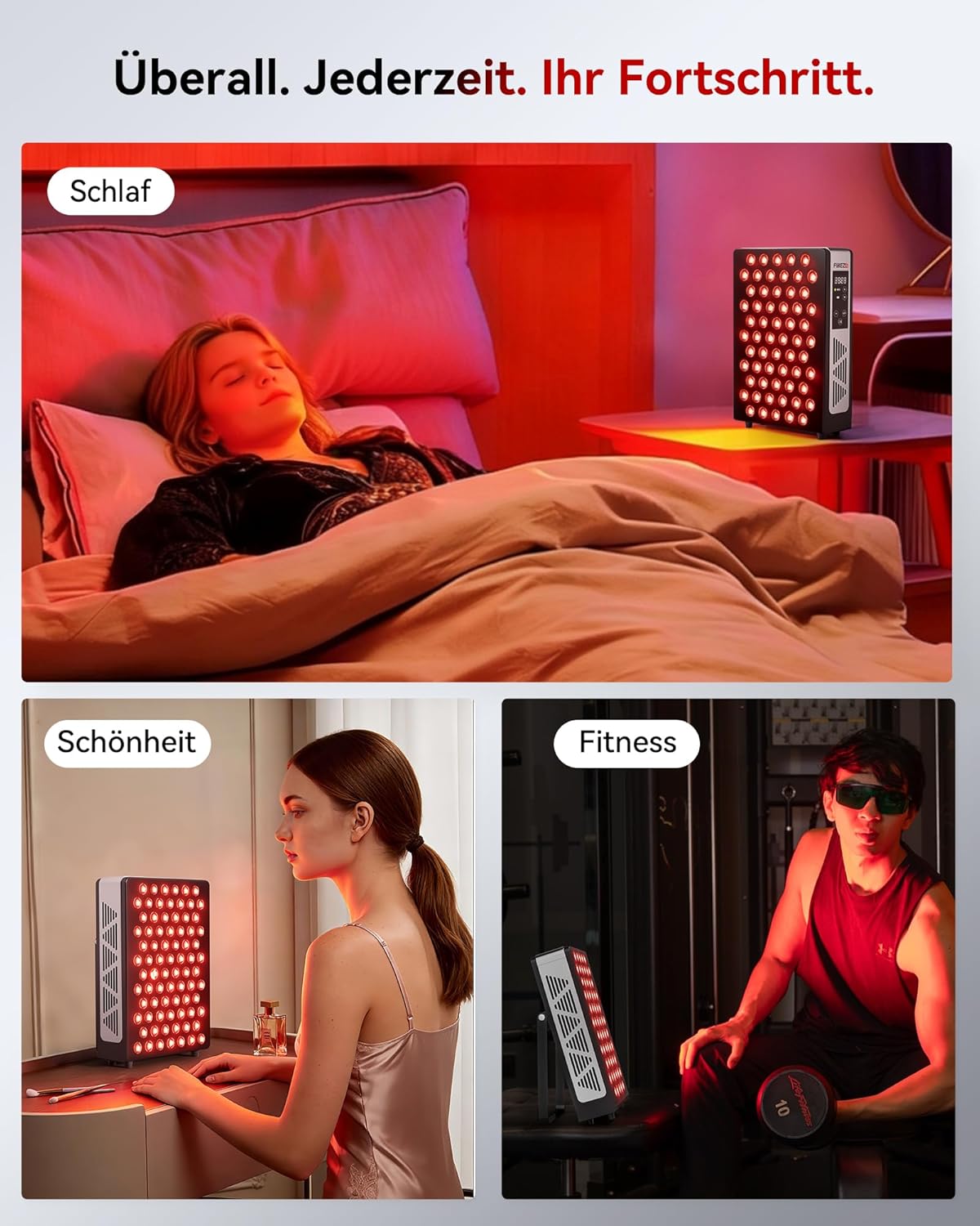 FliKEZE Rotlichttherapie-Panel-Lampe, 60 LEDs, rotes Licht zur gezielten Behandlung von tiefem und oberflächlichem Gewebe, Infrarotlampe, geeignet für Familie, Sport und als Geschenk (BASIC 60) – Bild 9