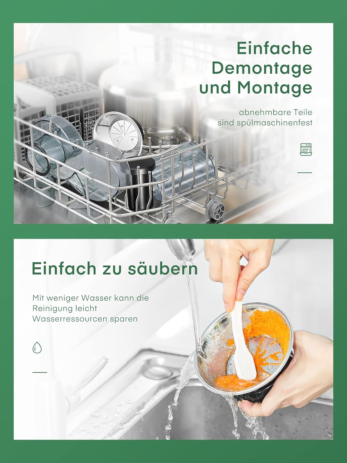 Juilist Entsafter für Gemüse und Obst, 800 W max., Zentrifugal-Entsafter aus Edelstahl 304 mit 65-mm-Einfüllschacht, 2 Geschwindigkeiten, leicht zu reinigen und tropffrei, inklusive Bürste und Rezeptbuch – Bild 5
