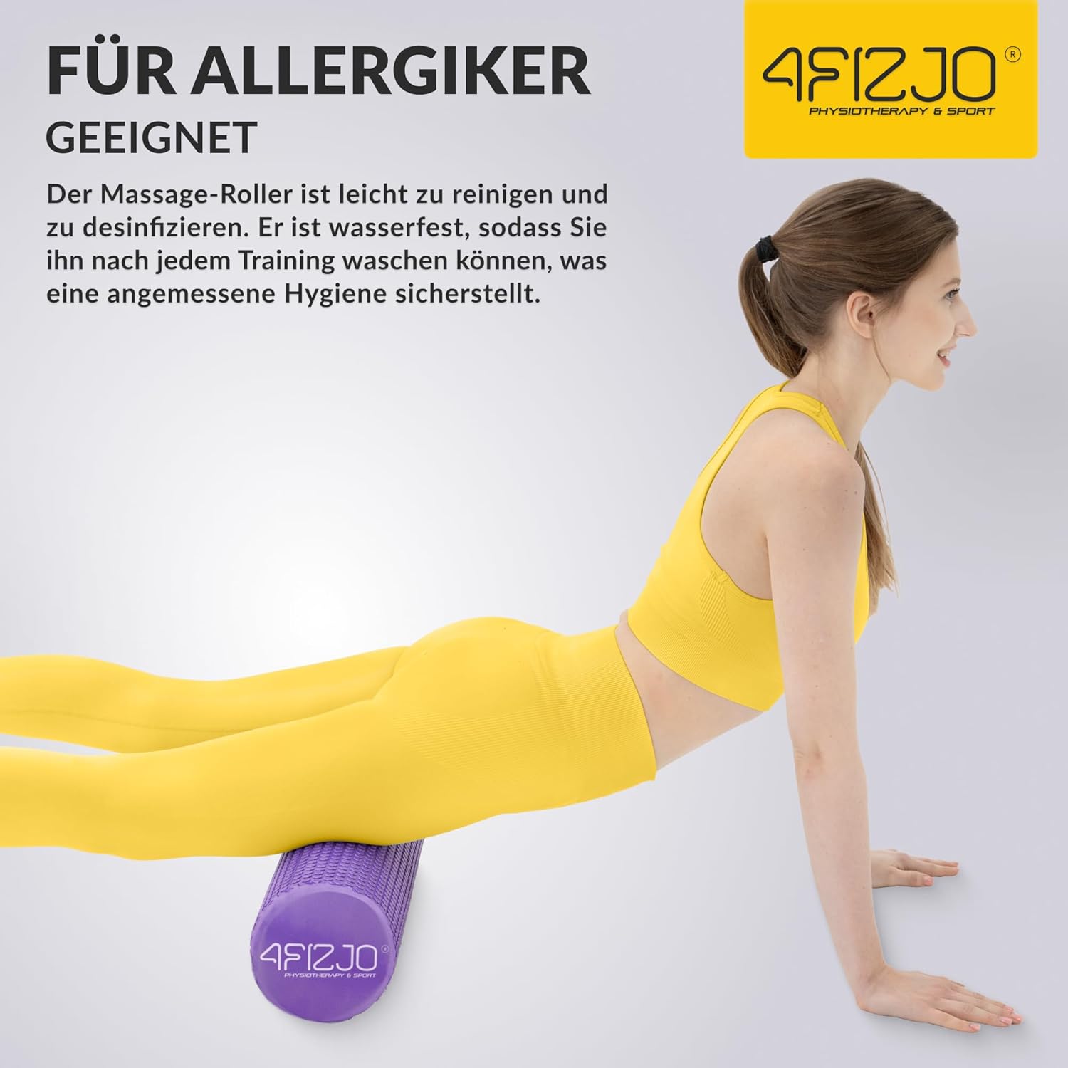 4FIZJO Faszienrolle mit Noppen aus EVA-Schaum, Durchmesser 15 cm, Länge 60 cm, Massagerolle, Rückenrolle, leicht, langlebig, mittlere Härte, Faszientraining, Massagetraining, Lila – Bild 5