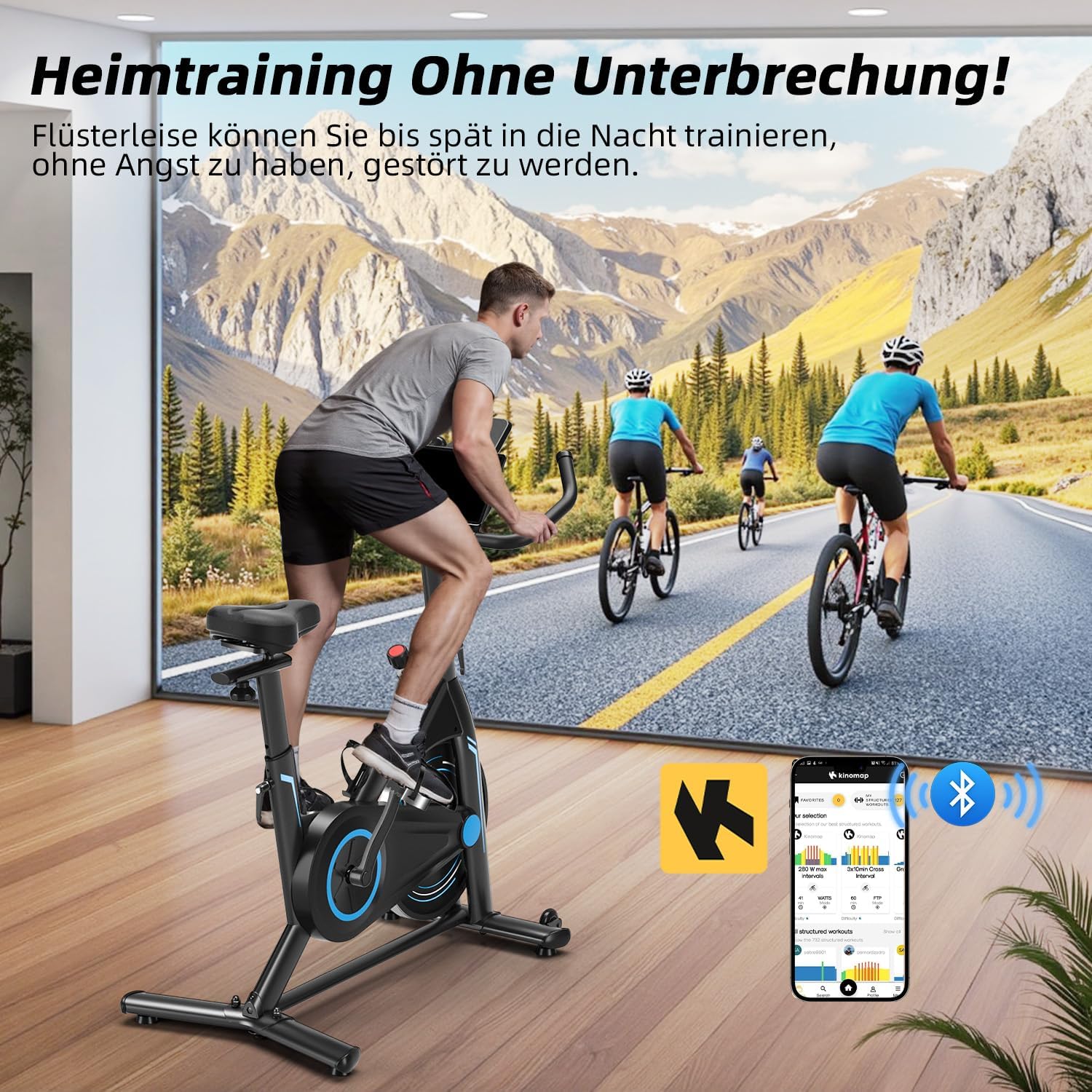 CHAOKE Indoor Cycling Bicycle (2025) – Magnetisches stationäres Fahrrad, extrem leise, langlebig, vollständig verstellbar für Heimfitness und Cardio, bequemer Sitz, 163,3 kg Kapazität für Krafttraining – Bild 4