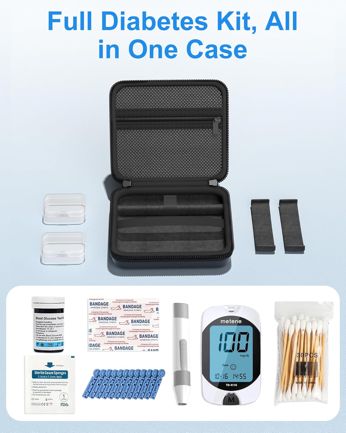 ProCase Insulin-Kühltasche, Insulin-Stift-Hülle für Diabetes-Zubehör, tragbare Tasche für Blutzuckermessgerät, Insulin-Stifte, Teststreifen, Spritzen, Lanzetten, Insulin-Kühler, Schwarz – Bild 2
