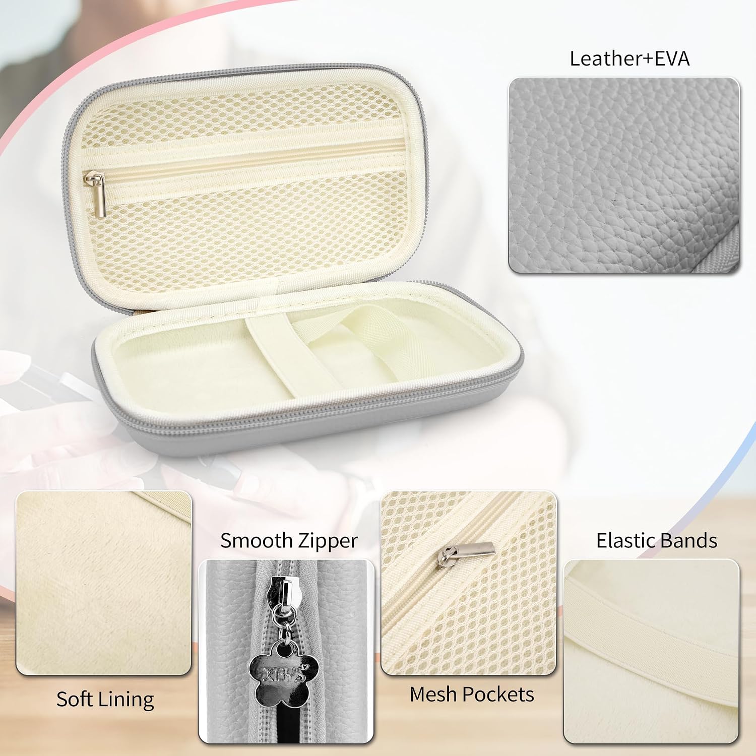Diabetes-Versorgungskoffer, Blutzuckermessgerät-Tasche, tragbare Box zur Aufbewahrung von Teststreifen, Blutentnahmenadeln und anderen Gegenständen, Reisetasche für Glukosemessgerät, grau, M, einfach – Bild 5