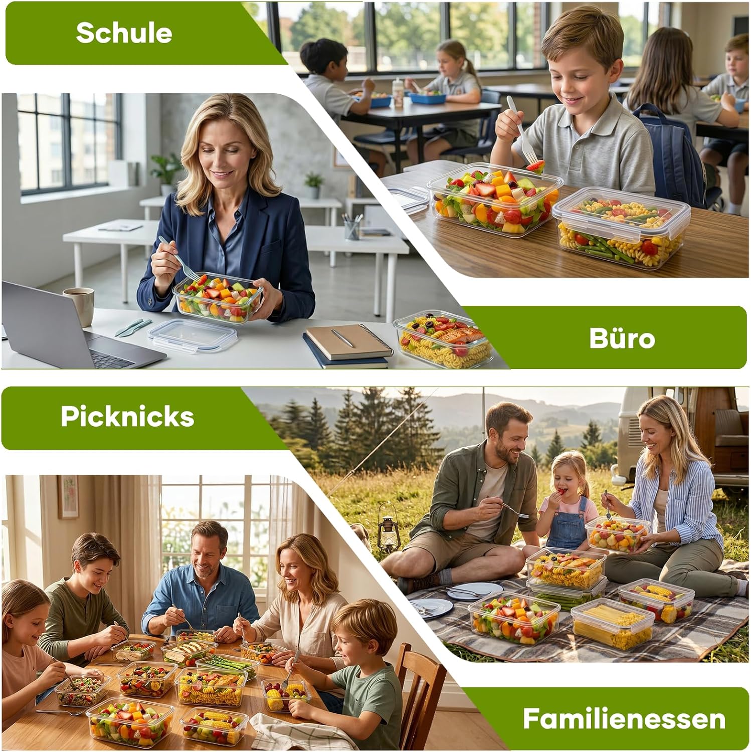 Wwtop 6 x 1000 ml Frischhaltedosen mit Deckel, Vorratsbehälter-Set, Meal-Prep-Boxen, auslaufsichere Gefrierbehälter, Aufbewahrungsbox mit Deckel, Küche für Mikrowelle, Kühlschrank, BPA-frei, 18 x – Bild 7