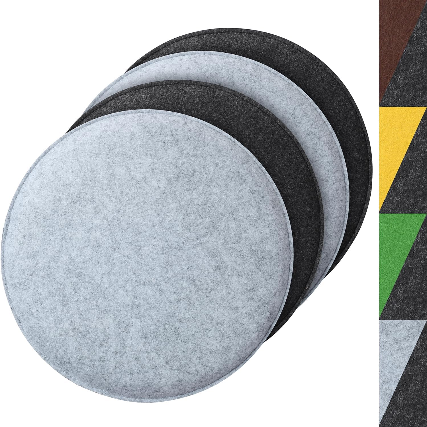 Sidorenko Bequeme runde Sitzkissen aus Filz, Durchmesser 34 cm, 4er-Set in 4 Farben, waschbare Stuhlkissen, bequemer Sitzbezug für Bank/Stuhl