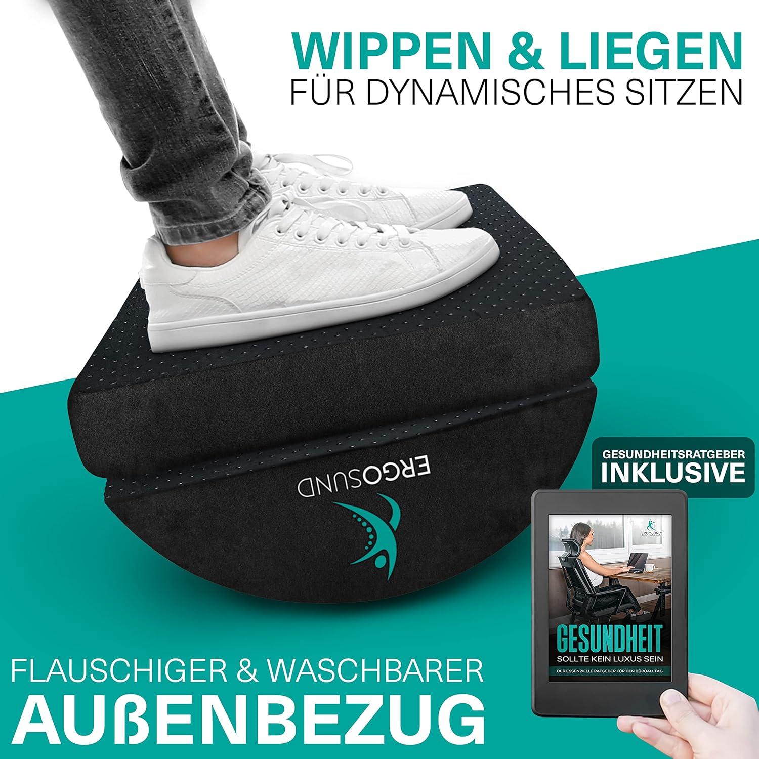 ERGOSUND Fußstützen-Schreibtisch (Testsieger) Premium-Schaumkern, höhenverstellbarer Fußhocker (rutschfest), ergonomischer Fußstützen-Schreibtisch, Home-Office-Zubehör, Fußstütze, Fußstütze, Fußstütze – Bild 6