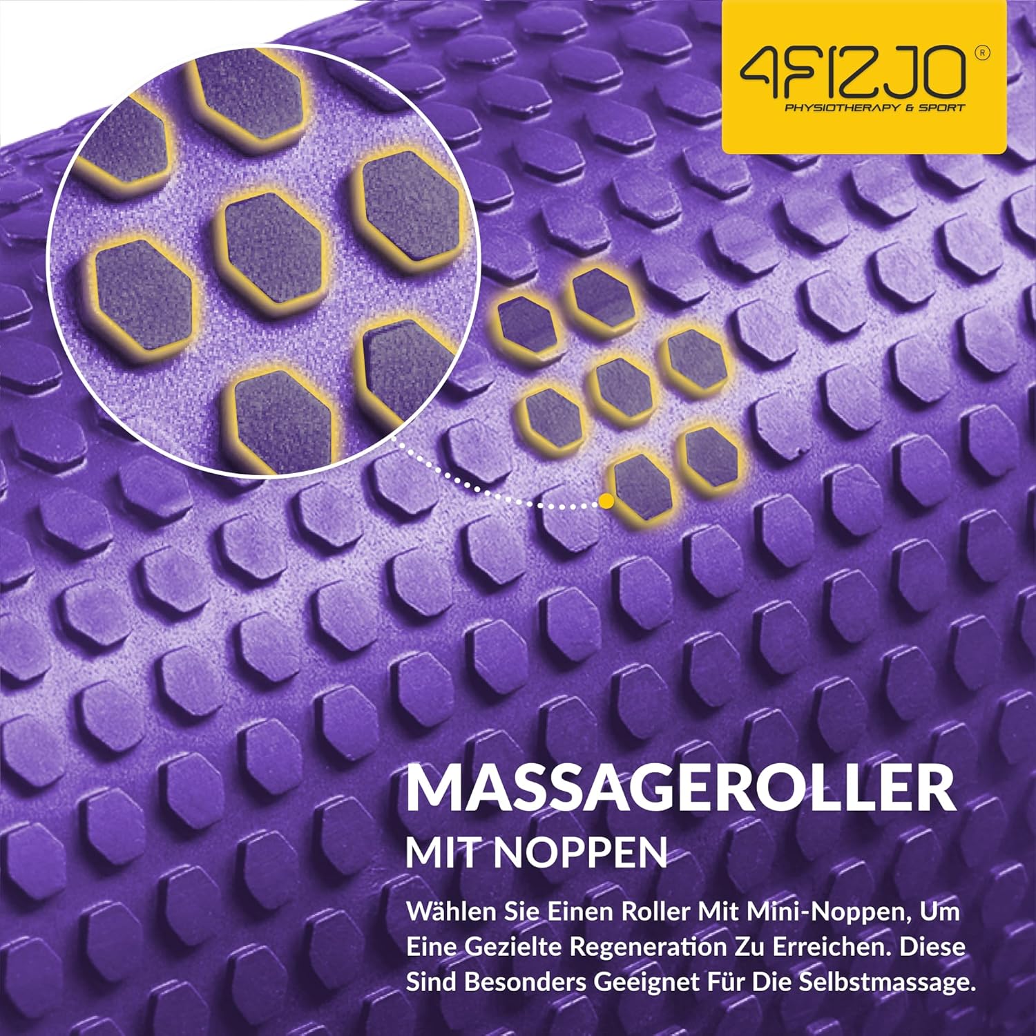4FIZJO Faszienrolle mit Noppen aus EVA-Schaum, Durchmesser 15 cm, Länge 60 cm, Massagerolle, Rückenrolle, leicht, langlebig, mittlere Härte, Faszientraining, Massagetraining, Lila – Bild 10