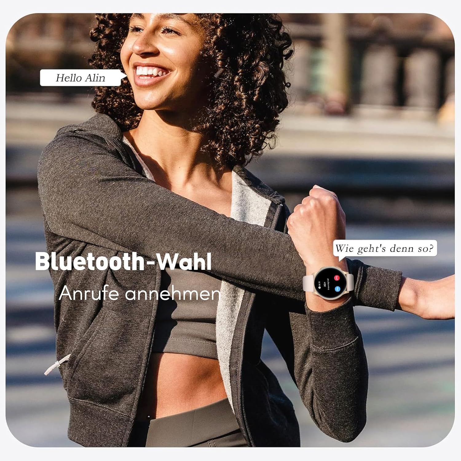 AcclaFit Smartwatch Damen Herren 1,38 Zoll HD-Display Smartwatch mit Bluetooth-Anrufen, Fitness-Tracker mit Herzfrequenz-SpO2-Schlafmonitor Schrittzähler IP68 wasserdichte Fitnessuhr für iOS Pink – Bild 5