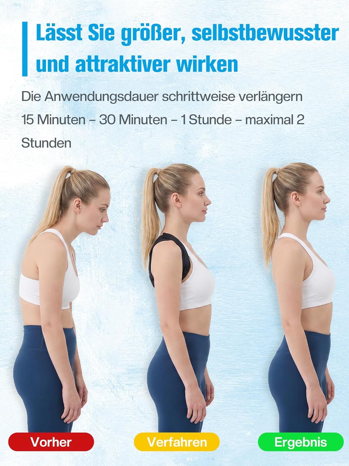 Rückenglätter Rückenstützgürtel Schultergurt Haltungskorrektur: Verstellbarer Haltungskorrektor Rücken Damen Herren gegen runden Rücken Haltungstrainer Schulter und Rücken im Büro und Alltag - M – Bild 6