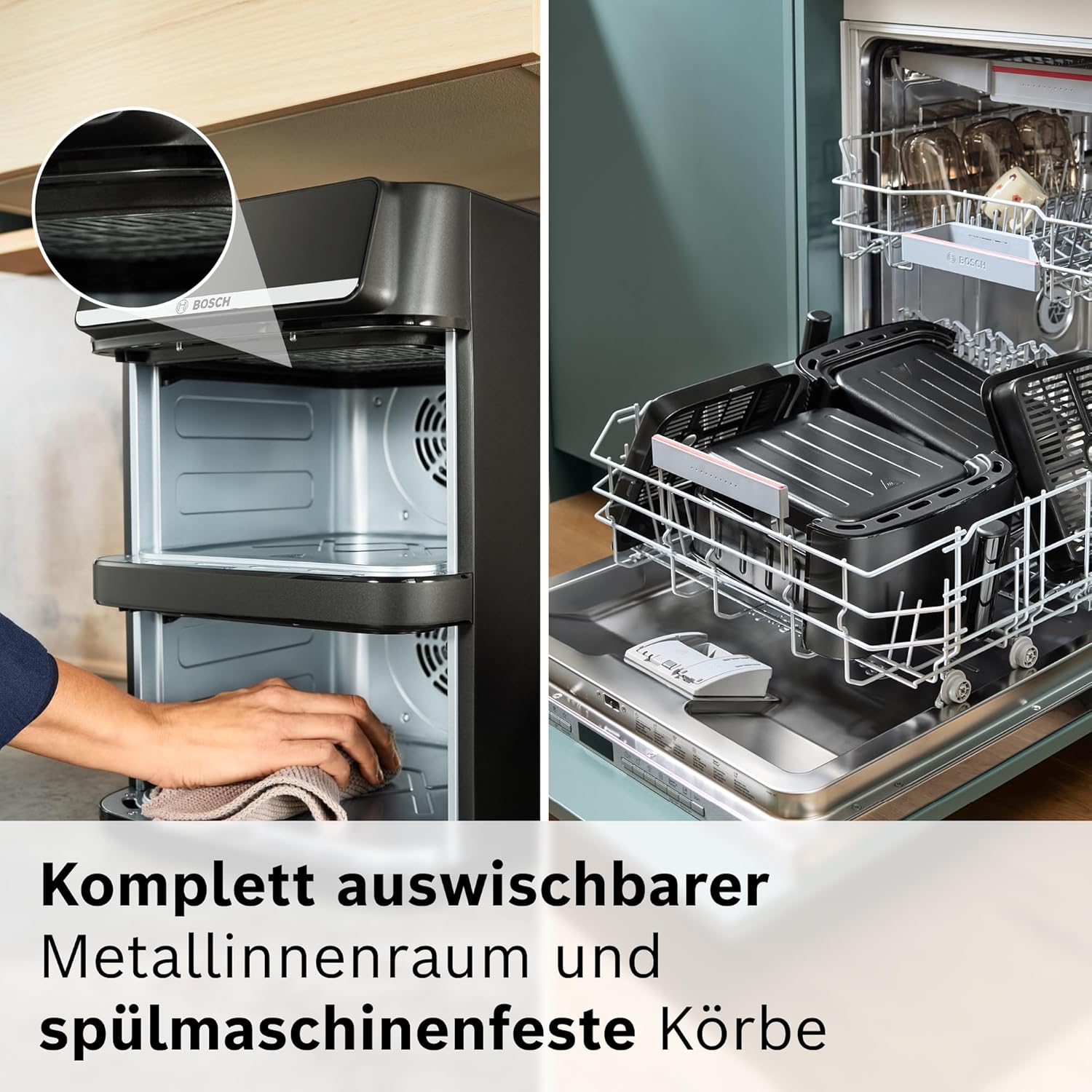 Bosch Serie 6 XXL Heißluftfritteuse, 12 L Doppelkammer, platzsparend, 6 Programme, PFAS-frei, Schwarz, AirFryer Serie 6, MAFD661B0 – Bild 7