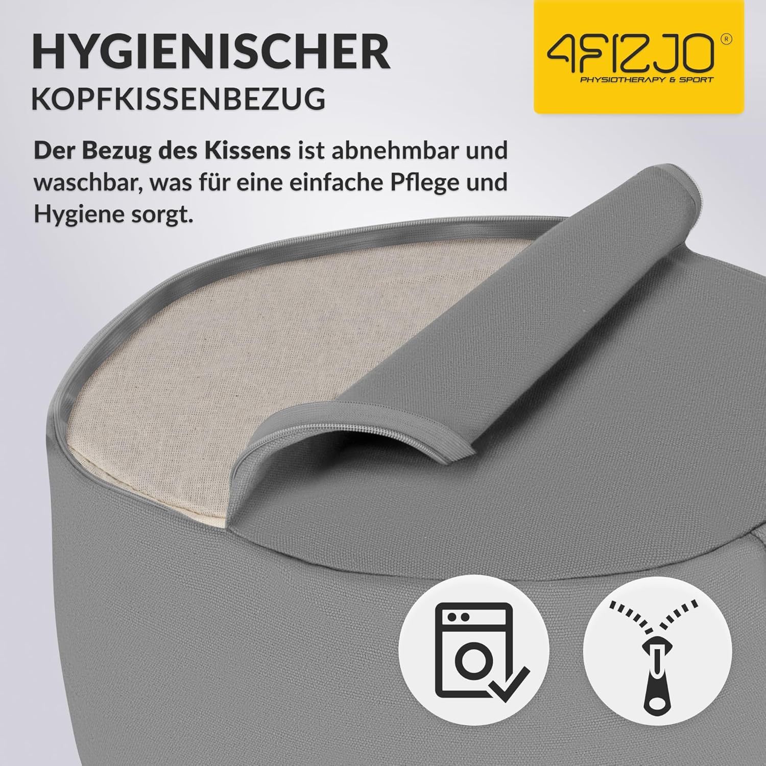 4FIZJO Yogakissen mit Buchweizenschalen, Meditationskissen, natürliche Füllung, Sitzkissen, perfekt für bequemes Yoga, Meditation, Achtsamkeit, 32 x 20 cm, grau – Bild 8
