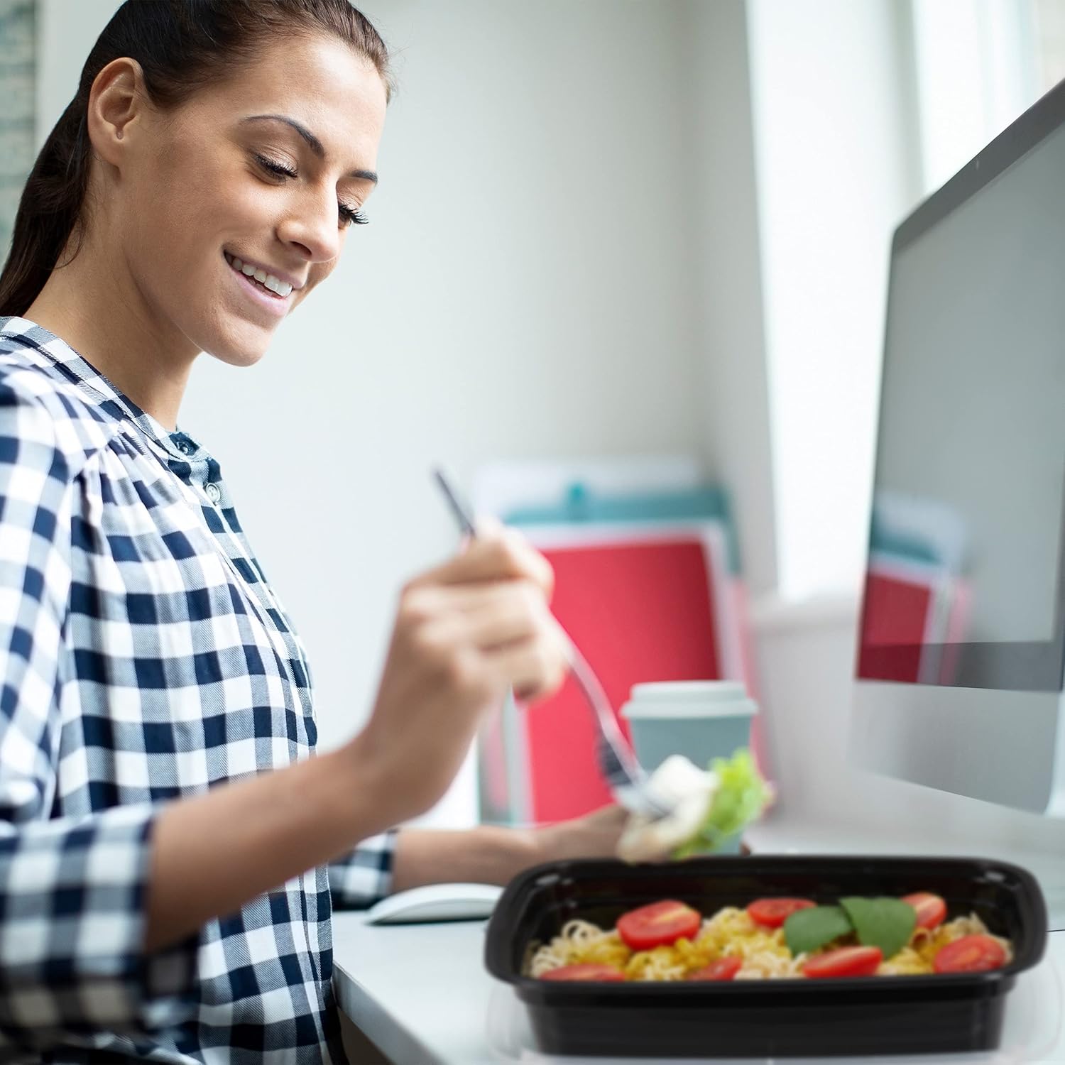 Relaxdays Meal-Prep-Boxen, 10er-Set, 1 Fach, 1000 ml, mikrowellengeeignet, auslaufsicher, Lebensmittelbox, Kunststoff, schwarz – Bild 5