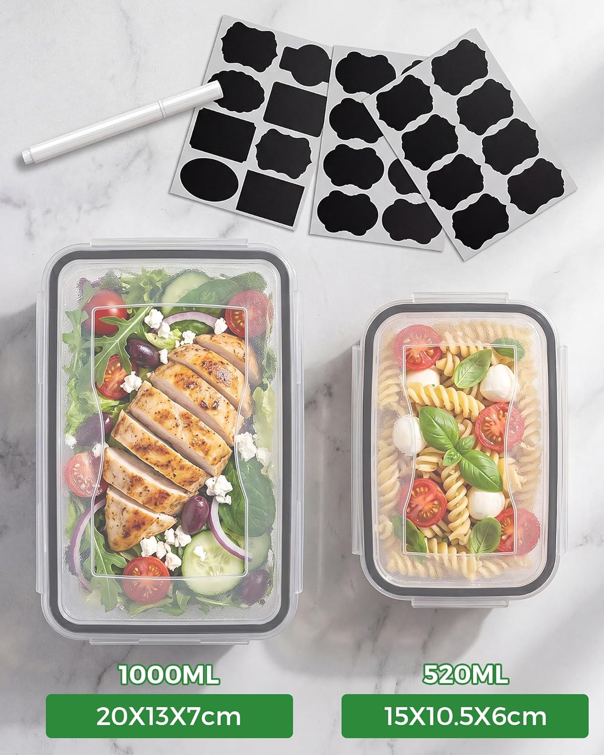 Frischhaltedosen mit Deckel – BPA-frei, auslaufsicher, Meal-Prep-Boxen, spülmaschinenfest, gefrierschrank- und mikrowellengeeignet, stapelbare Lebensmittelbox, Lebensmittelbehälter, 1 l x 10 Stück – Bild 5