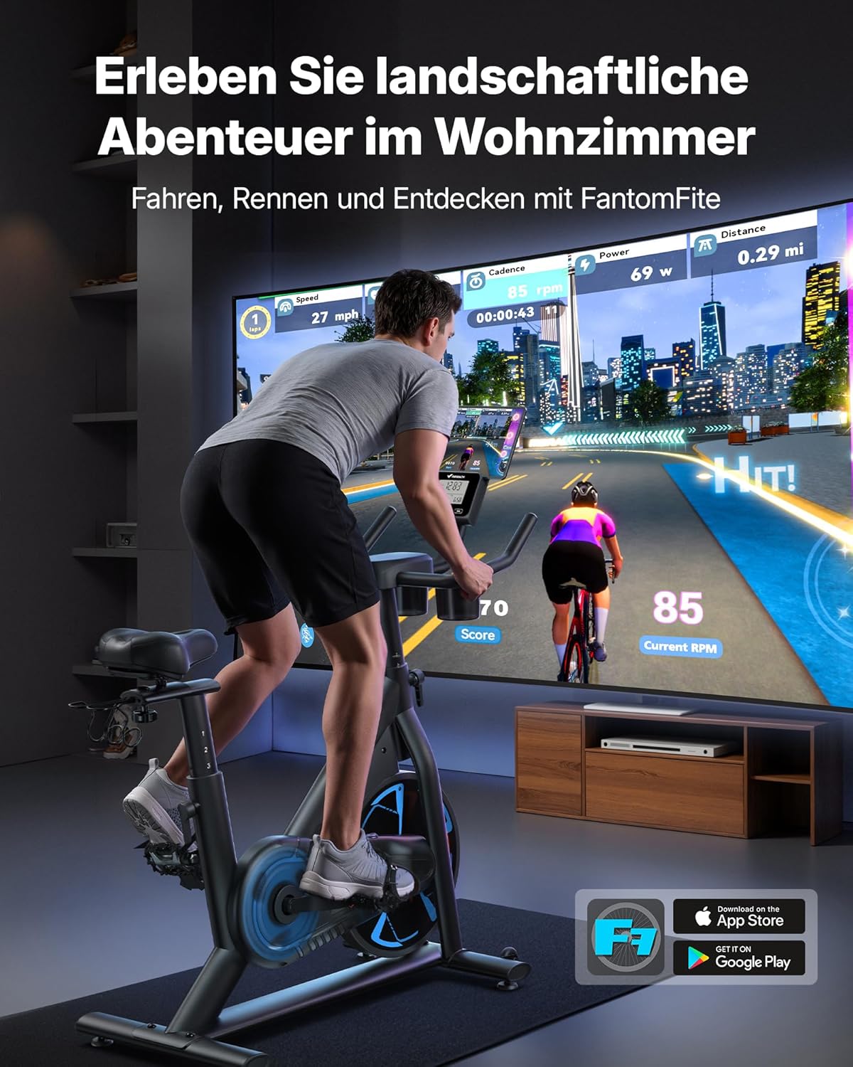MERACH PRO Heimtrainer Fahrrad mit 8KG High-Inertia Schwungrad für Optimierte Laufruhe, Leises Magnetbremssystem, Verstärkter H-Rahmen, Stoßdämpfender Luftkissensattel, Eigene App, Bis 150KG – Bild 8