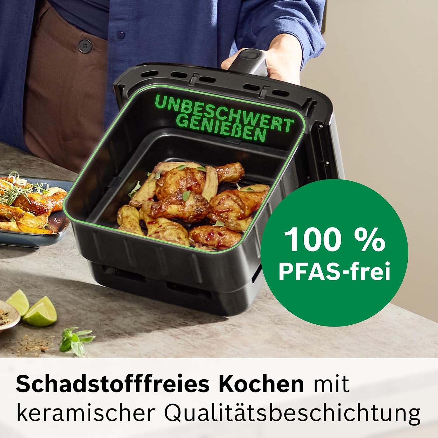 Bosch Serie 6 XXL Heißluftfritteuse, 12 L Doppelkammer, platzsparend, 6 Programme, PFAS-frei, Schwarz, AirFryer Serie 6, MAFD661B0 – Bild 8
