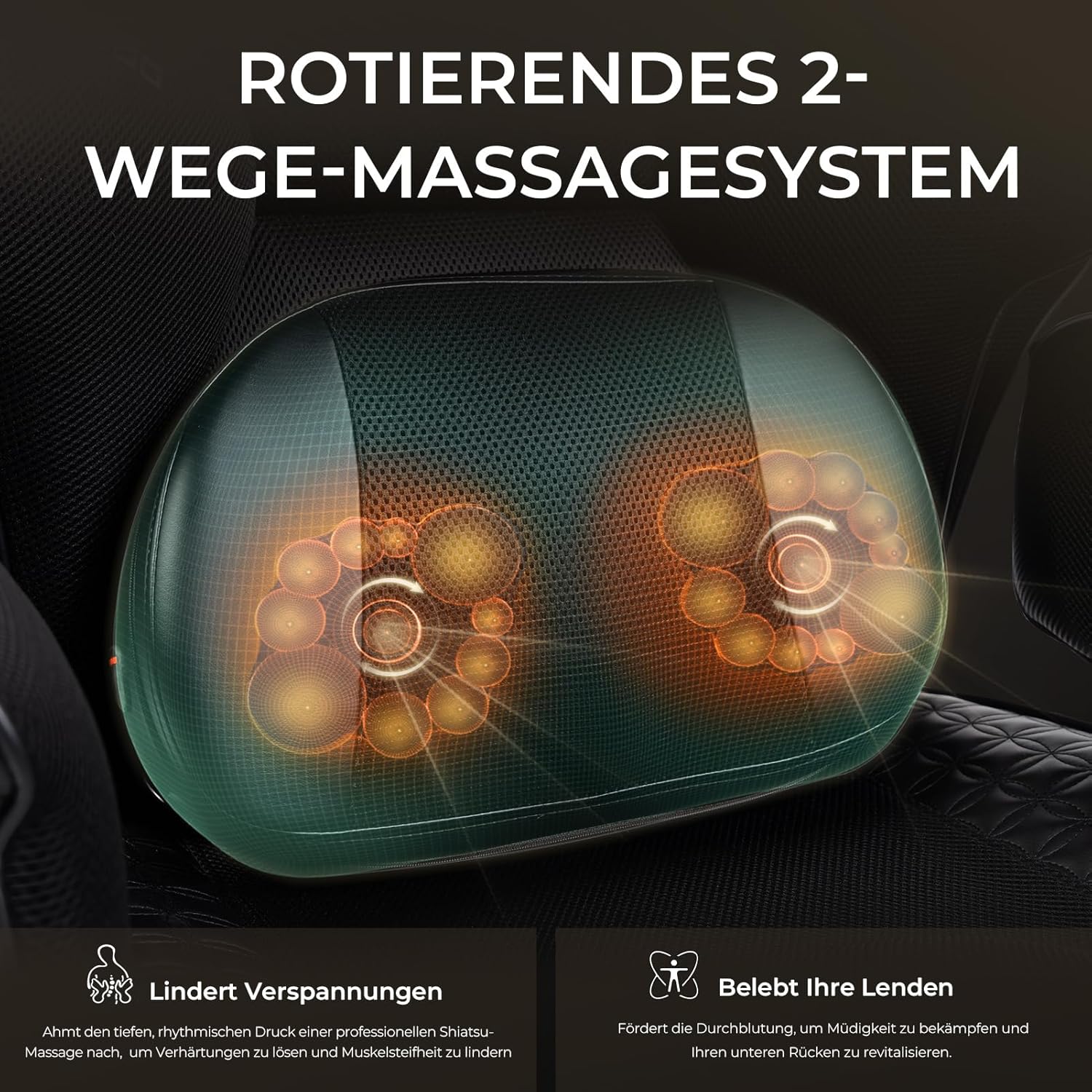 Dowinx XXL Bürostuhl mit Massage-Lendenkissen und extra dicker Sitzpolsterung, Chefsessel mit atmungsaktivem Netz & verstellbaren Armlehnen, ergonomischer Schreibtischstuhl mit Fußstütze, Schwarz – Bild 4
