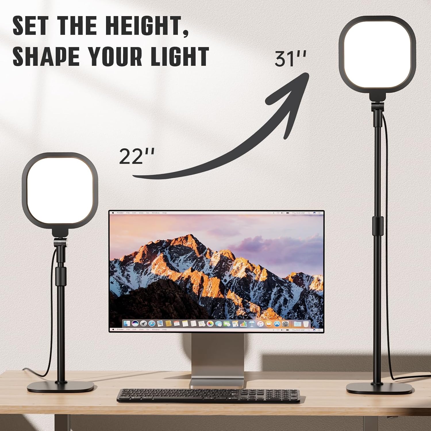 LitONES Schreibtischlampe LED für Videokonferenz, dimmbare Tischringleuchte mit Stativ-Handy – 3 Lichtfarben + 10 Helligkeiten, CRI 97,8 Augenschutz Bürolampe für Home Office (Energieklasse A) – Bild 9