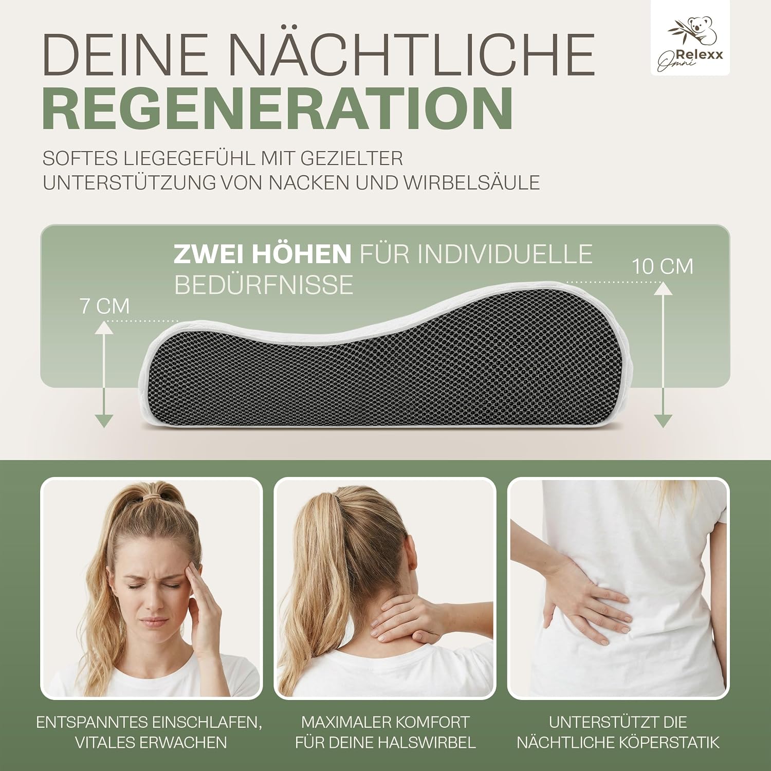 Ergonomisches Nackenstützkissen, atmungsaktives Kissen zur Entspannung, aus weichem Memory-Schaum, Nackenkissen, Seitenschläferkissen, Reisekissen, Kopfkissen – Bild 3
