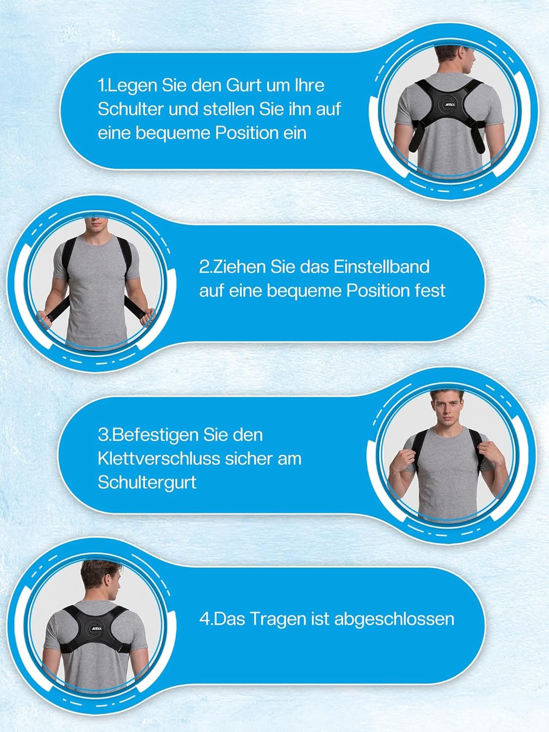 Rückenglätter Rückenstützgürtel Schultergurt Haltungskorrektur: Verstellbarer Haltungskorrektor Rücken Damen Herren gegen runden Rücken Haltungstrainer Schulter und Rücken im Büro und Alltag - M – Bild 5
