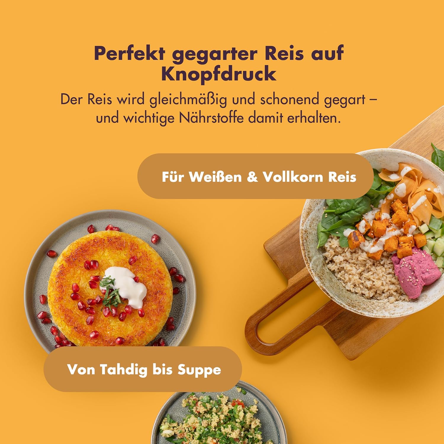REISHUNGER Digitaler Reiskocher und Dampfgarer Grau | 1,5 Liter für 8 Personen | Warmhaltefunktion, Timer und Premium-Innentopf | Multikocher, 12 Programme, 7-Phasen-Technologie | Bis zu 8 Personen – Warmhaltefunktion, Timer & Premium-Innentopf – Multikocher, 12 Programme, 7-Phasen-Technologie – Bild 3