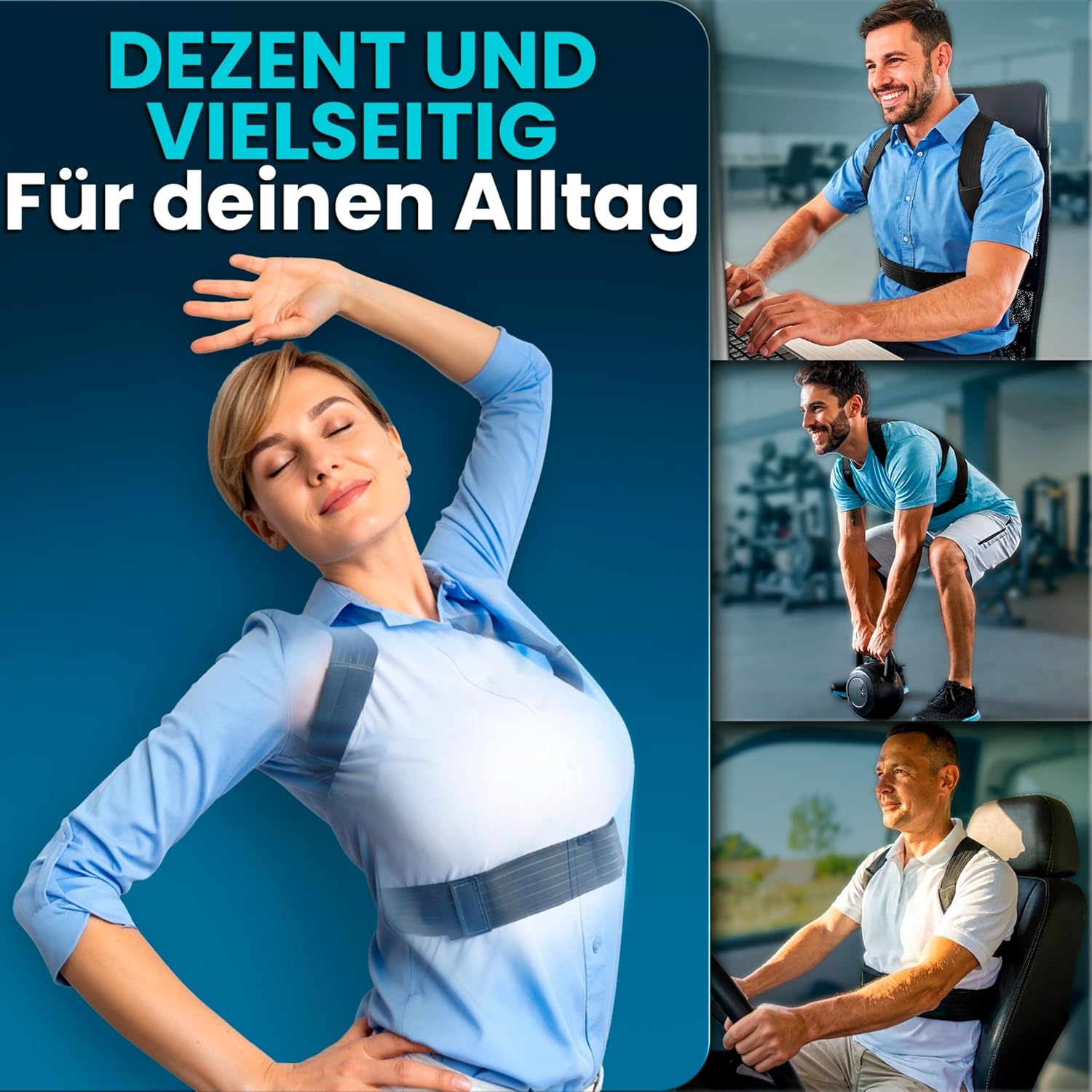 NativoDex Haltungskorrektur für Männer und Frauen – verstellbare Rückenstütze für den täglichen Gebrauch, atmungsaktiv und gepolstert, diskret unter der Kleidung zu tragen | Atmungsaktiv, verstellbar und diskret unter der Kleidung – Bild 6