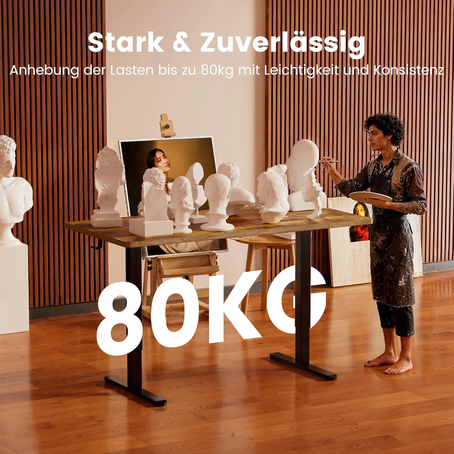 ErGear Elektrisch höhenverstellbarer Schreibtisch 140 x 70 cm, Schreibtisch höhenverstellbar mit 4 Speicherplätzen, Smart Desk für Home Office mit Anschlussplatte – Bild 8